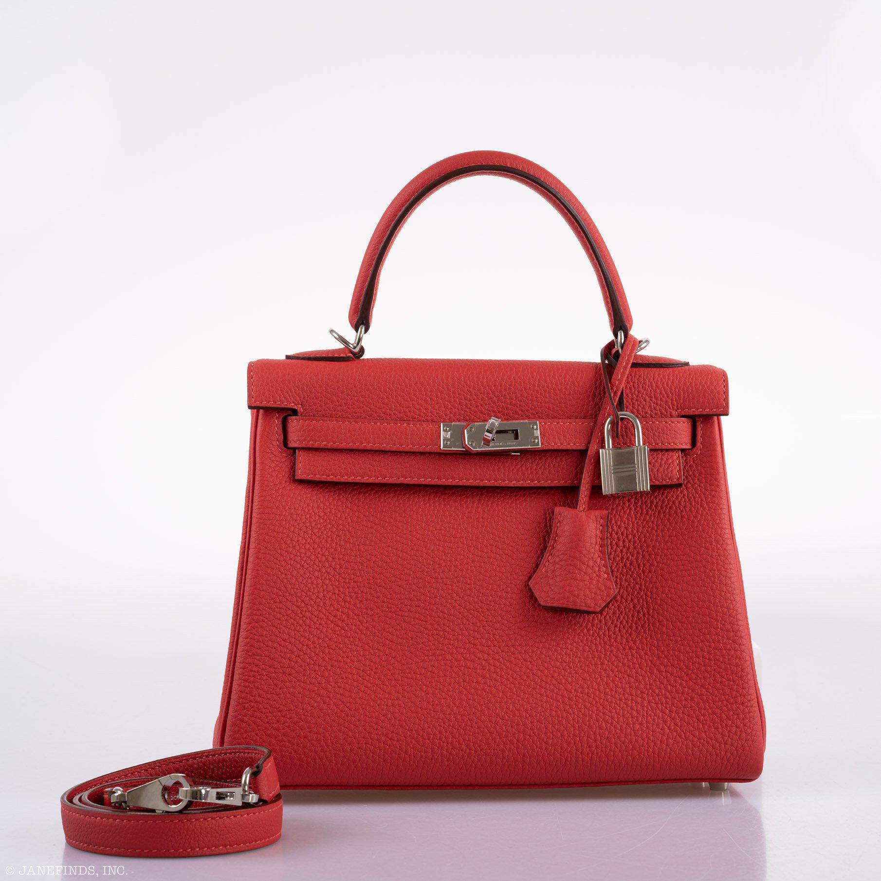 Hermès Kelly 25 Retourne Rouge Pivoine Togo Palladium Hardware
