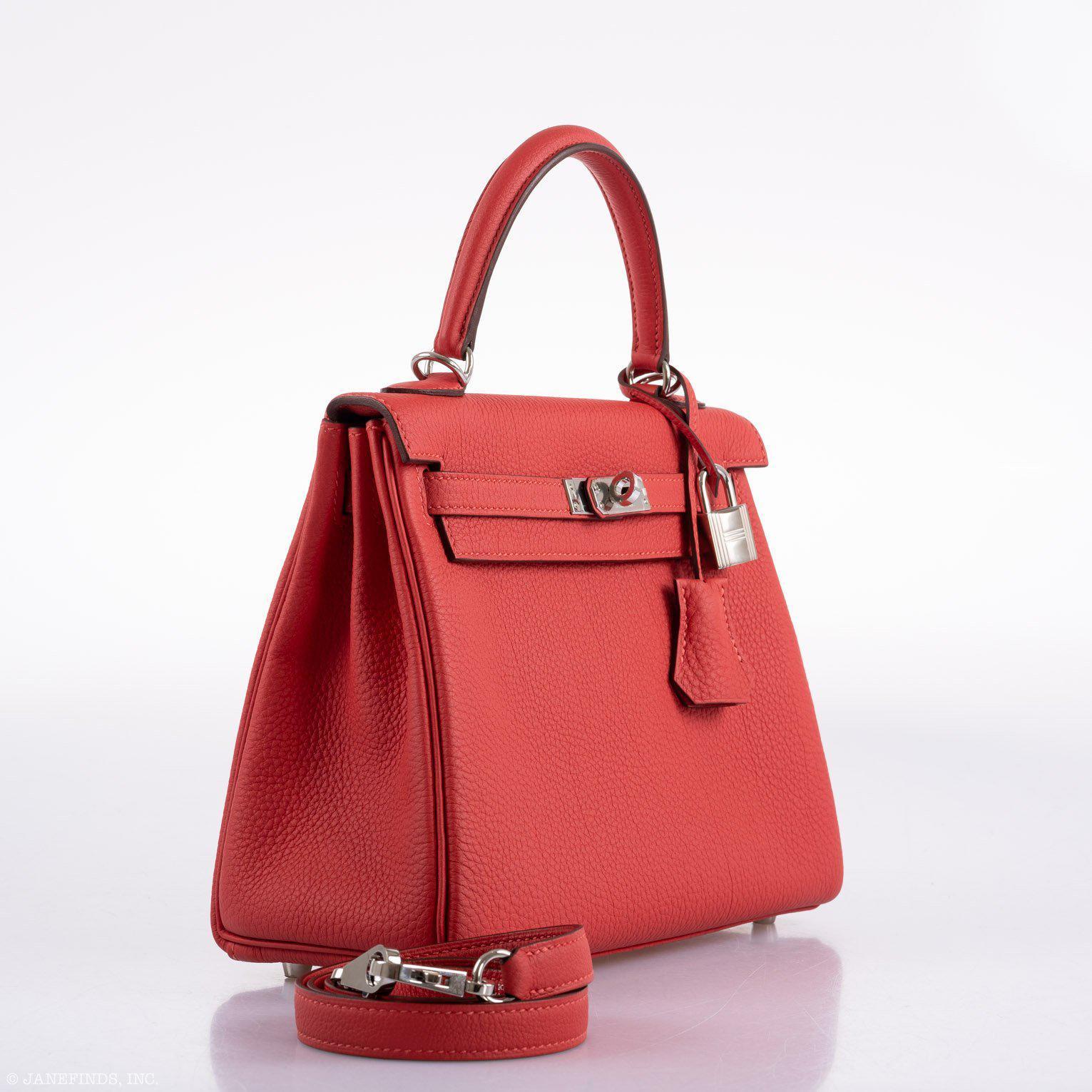 Hermès Kelly 25 Retourne Rouge Pivoine Togo Palladium Hardware