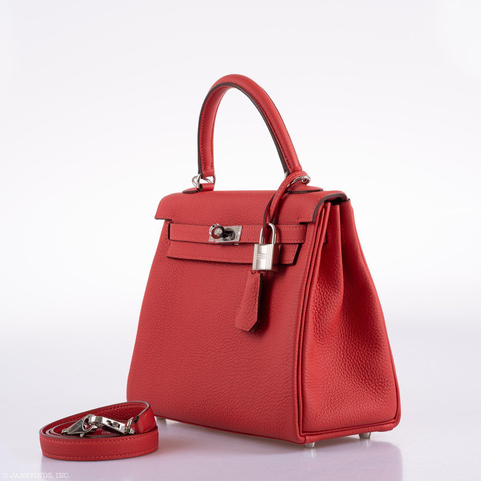 Hermès Kelly 25 Retourne Rouge Pivoine Togo Palladium Hardware