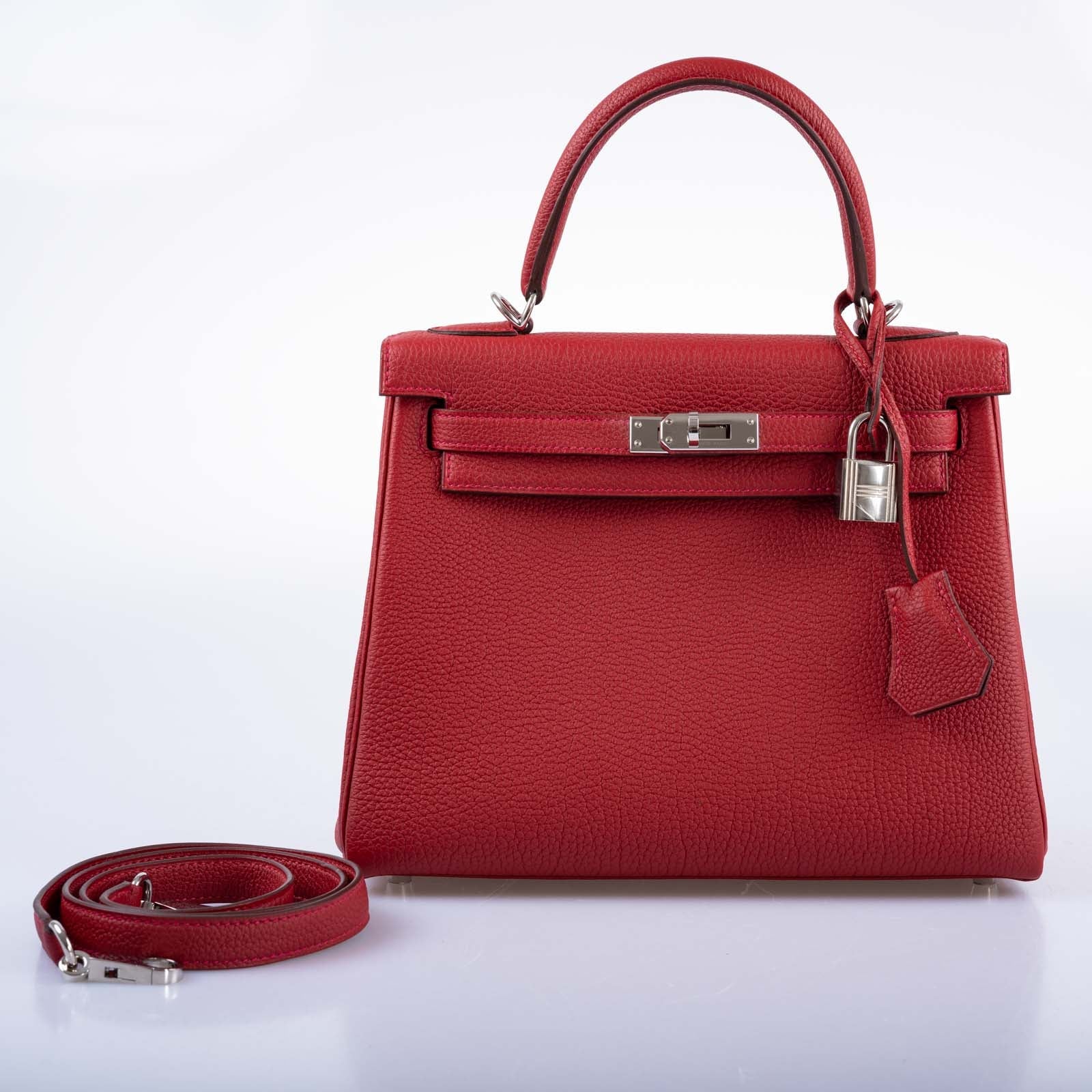 Hermès Kelly 25 Retourne Rouge Vif Togo Palladium Hardware