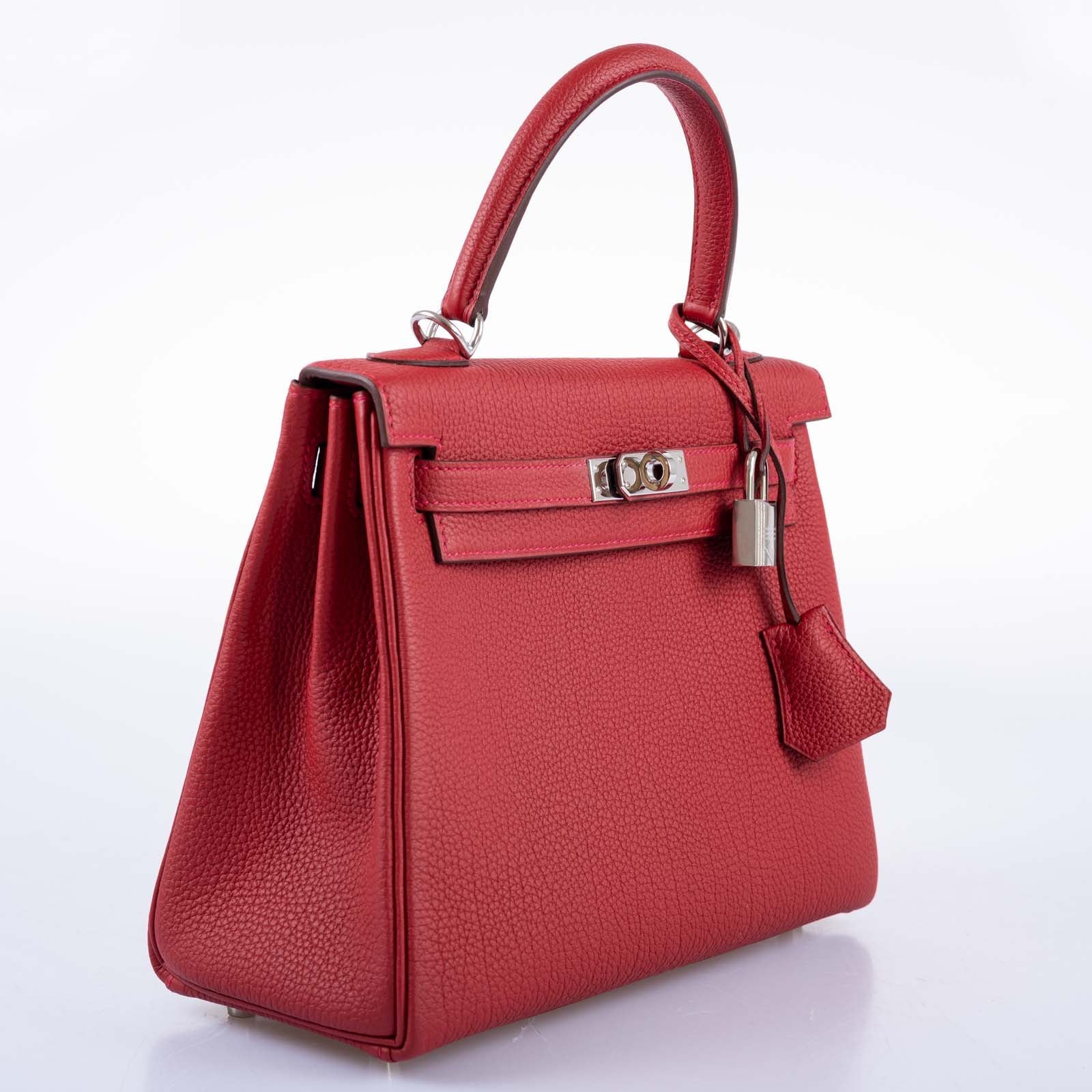 Hermès Kelly 25 Retourne Rouge Vif Togo Palladium Hardware