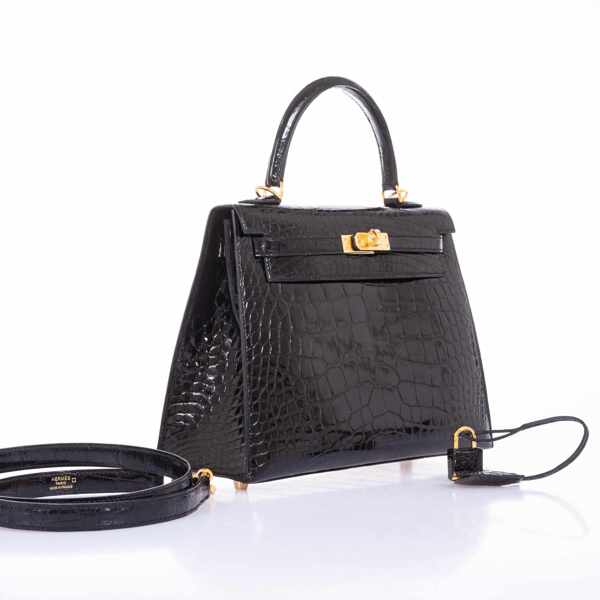 Hermès Kelly 25 Sellier Black Alligator Gold Hardware