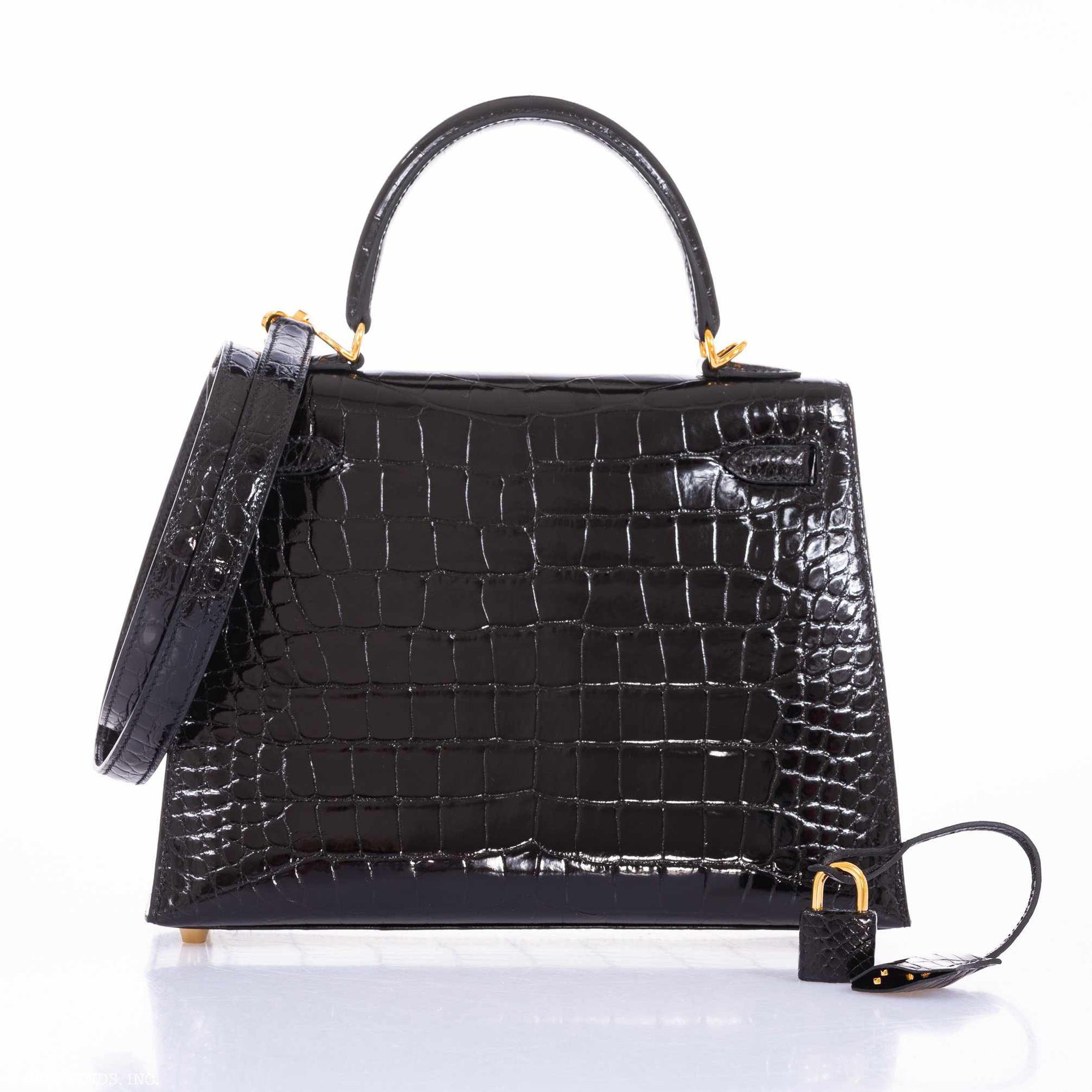 Hermès Kelly 25 Sellier Black Alligator Gold Hardware