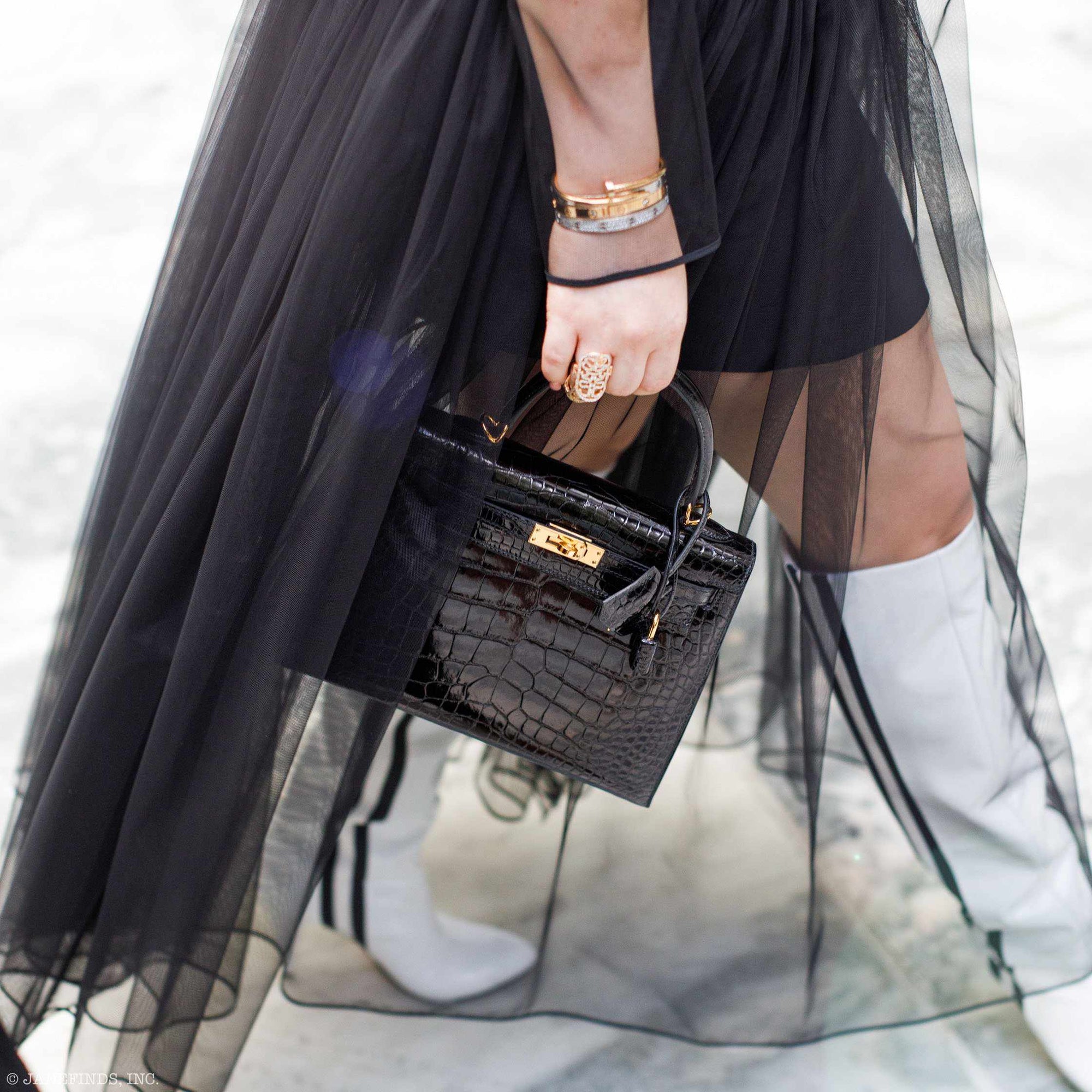 Hermès Kelly 25 Sellier Black Alligator Gold Hardware