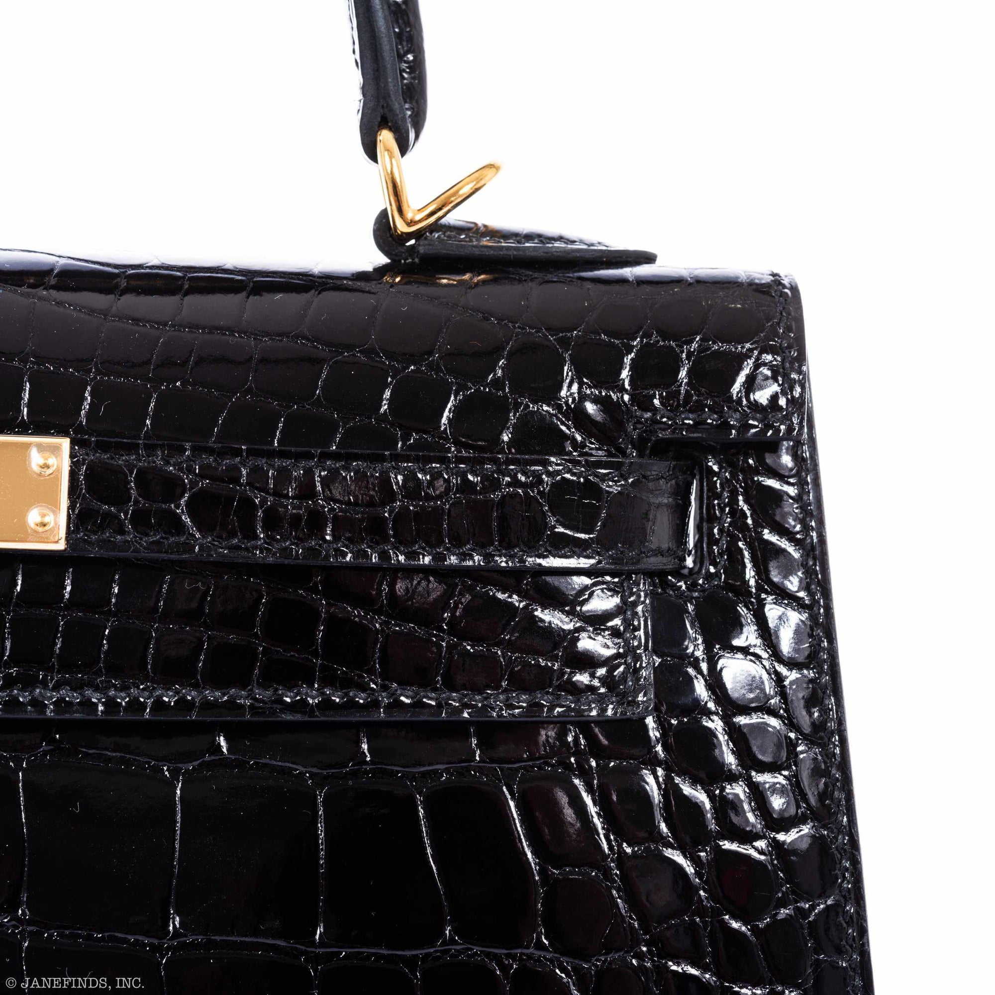 Hermès Kelly 25 Sellier Black Alligator Gold Hardware
