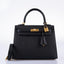 Hermès Kelly 25 Sellier Black Epsom with Gold Hardware