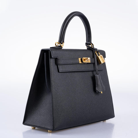 Hermès Kelly 25 Sellier Black Epsom with Gold Hardware