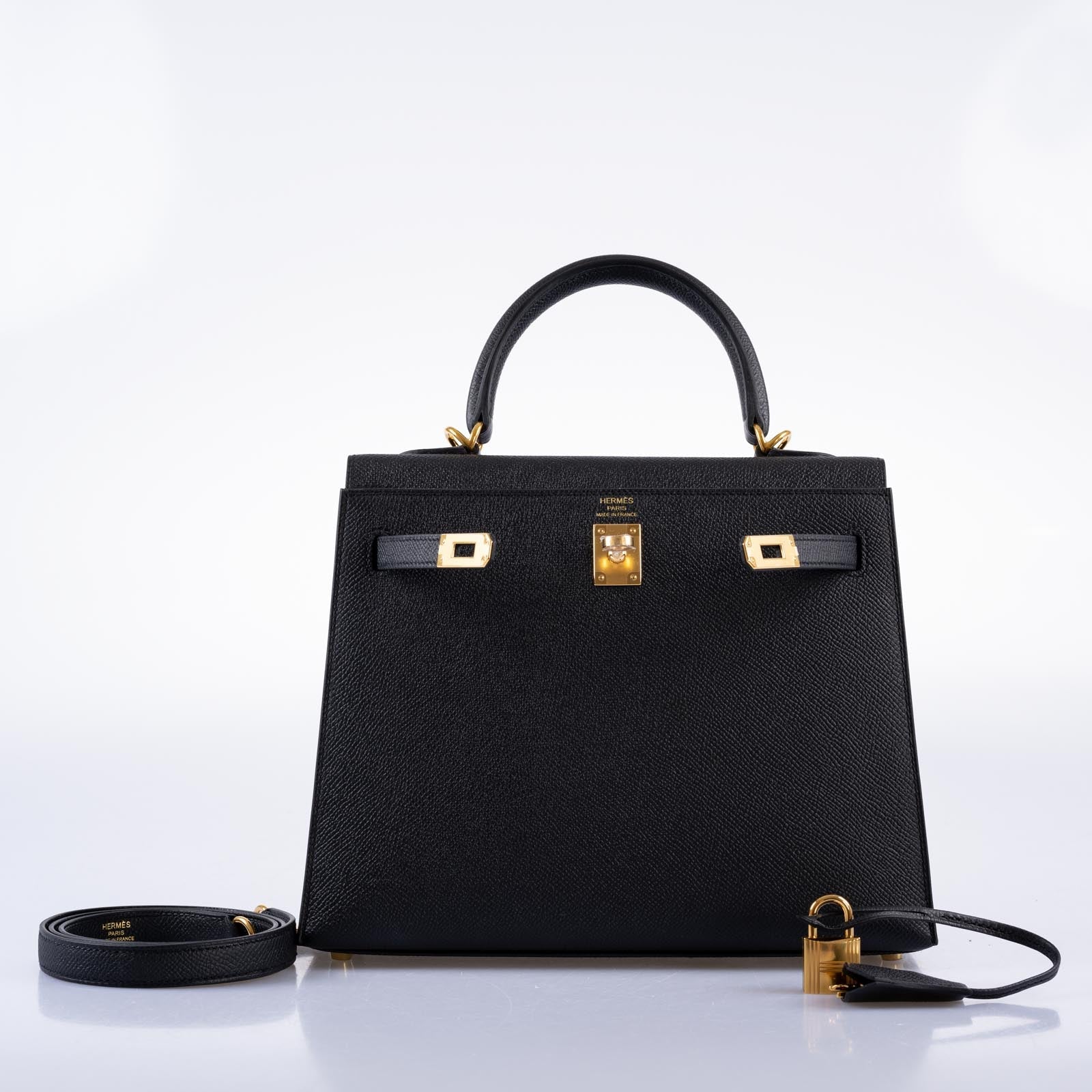 Hermès Kelly 25 Sellier Black Epsom with Gold Hardware
