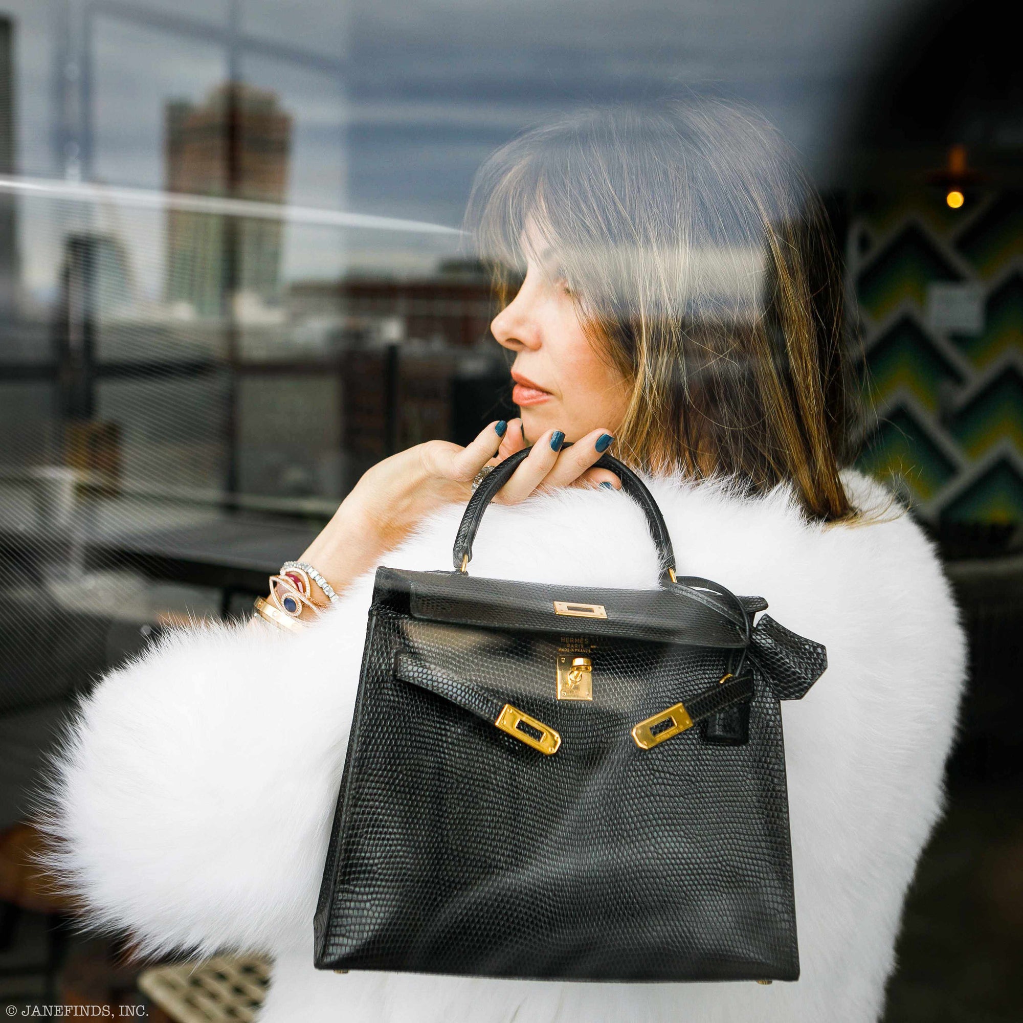 Hermès Kelly 25 Sellier Black Lizard Gold Hardware