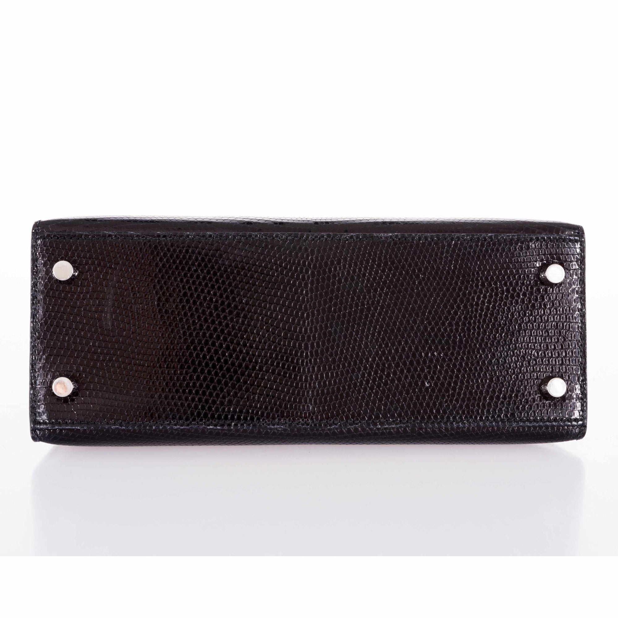 Hermès Kelly 25 Sellier Black Lizard Palladium Hardware