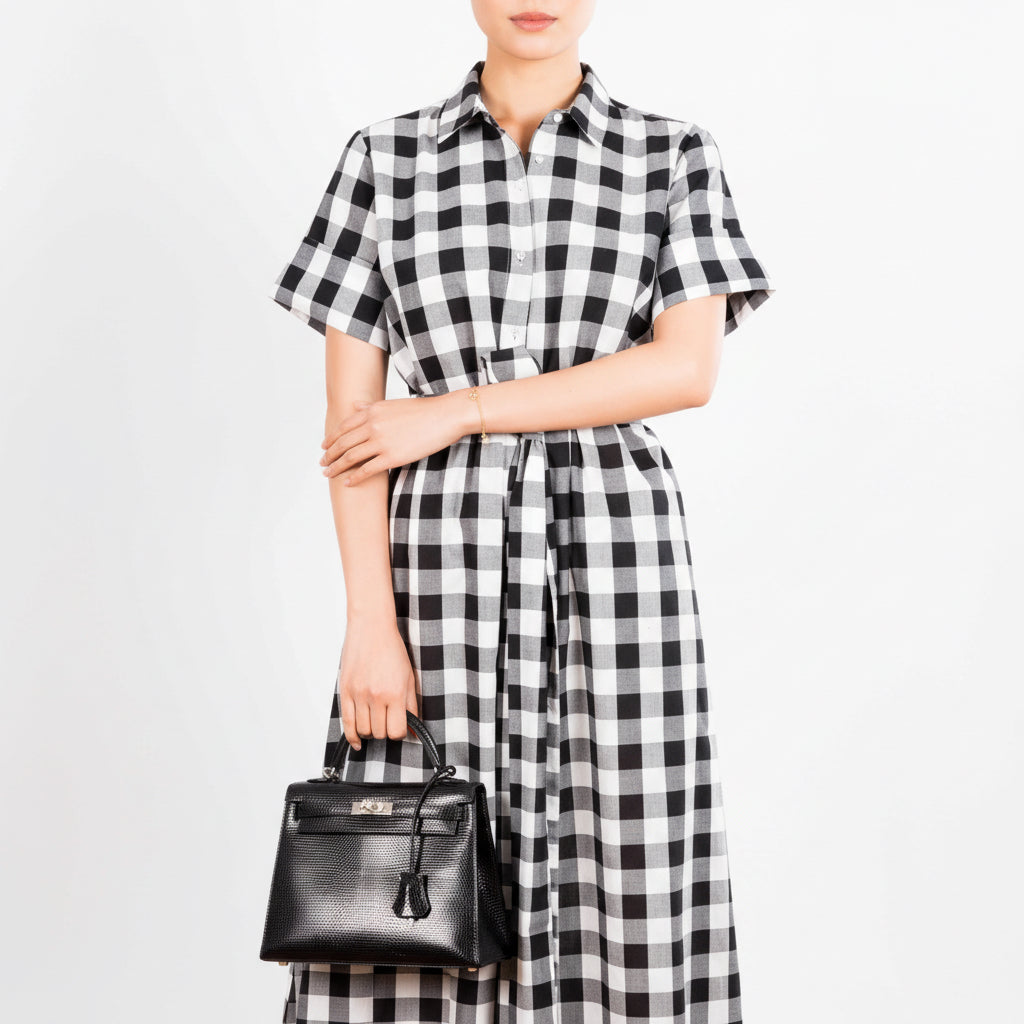 Hermès Kelly 25 Sellier Black Lizard Palladium Hardware