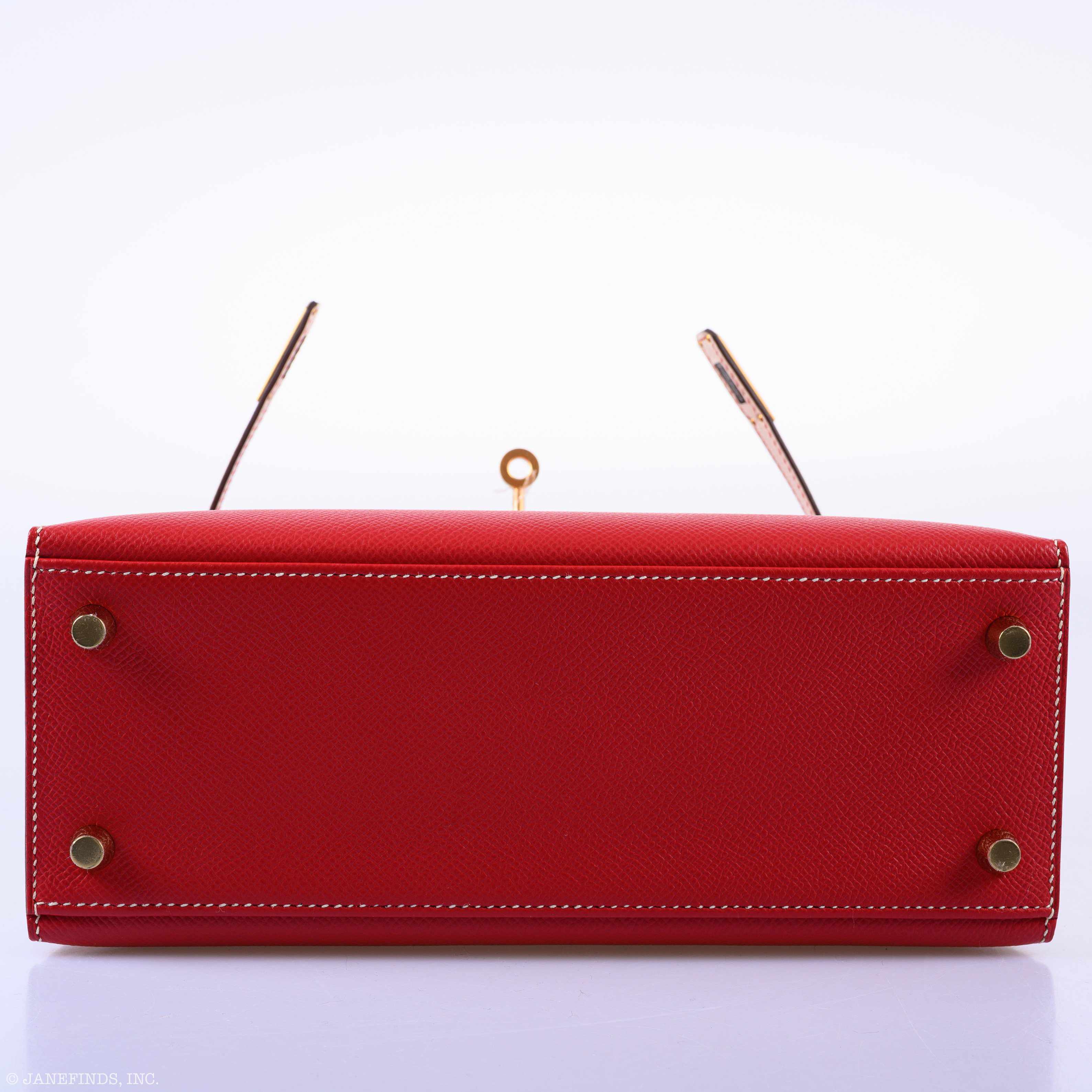 Hermès Kelly 25 Sellier HSS Bi-Color Rouge Casaque & Craie Epsom Brushed Gold Hardware - 2019, D