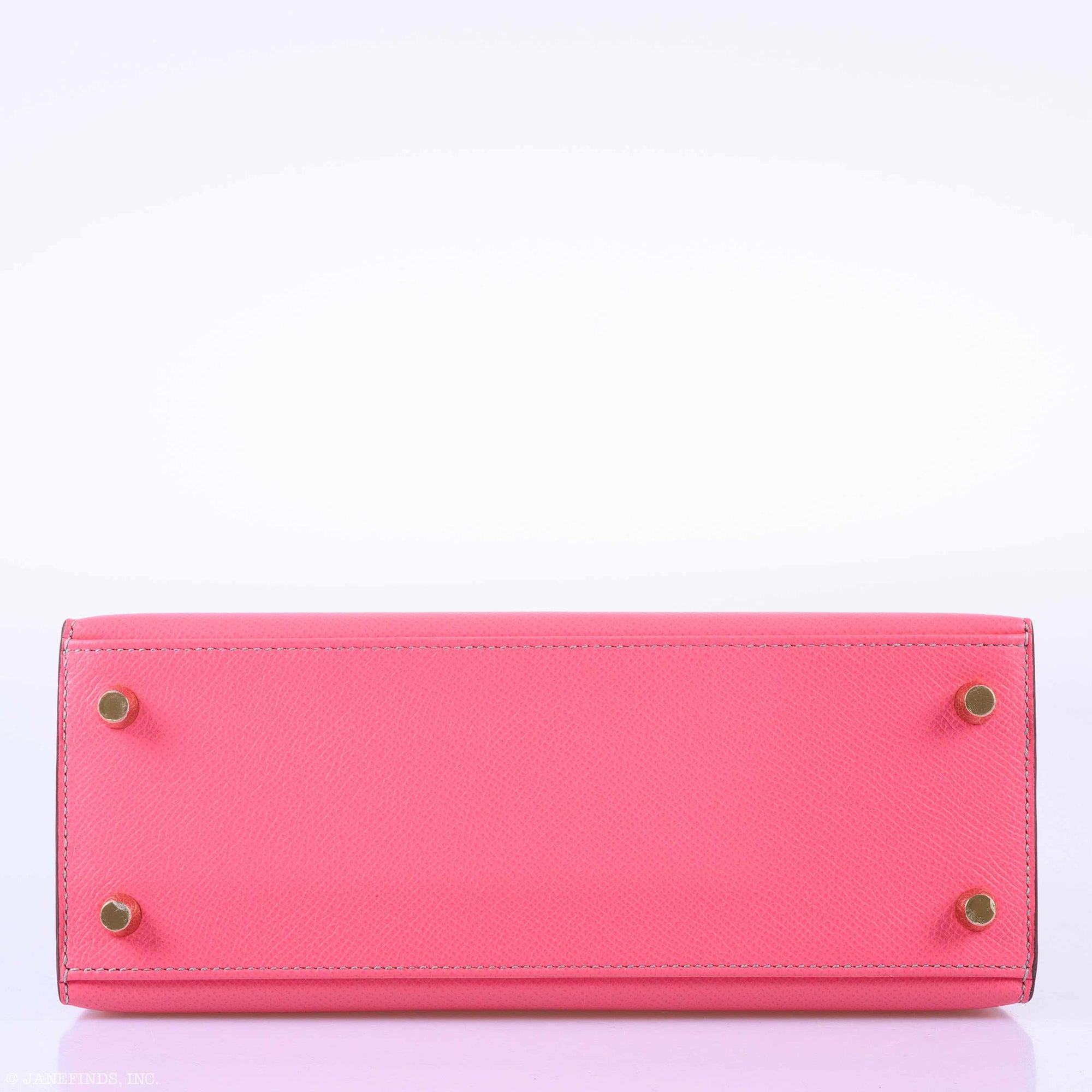 Hermès Kelly 25 Sellier HSS Bi-Color Roze Azalee & Gris Mouette Epsom Brushed Gold Hardware