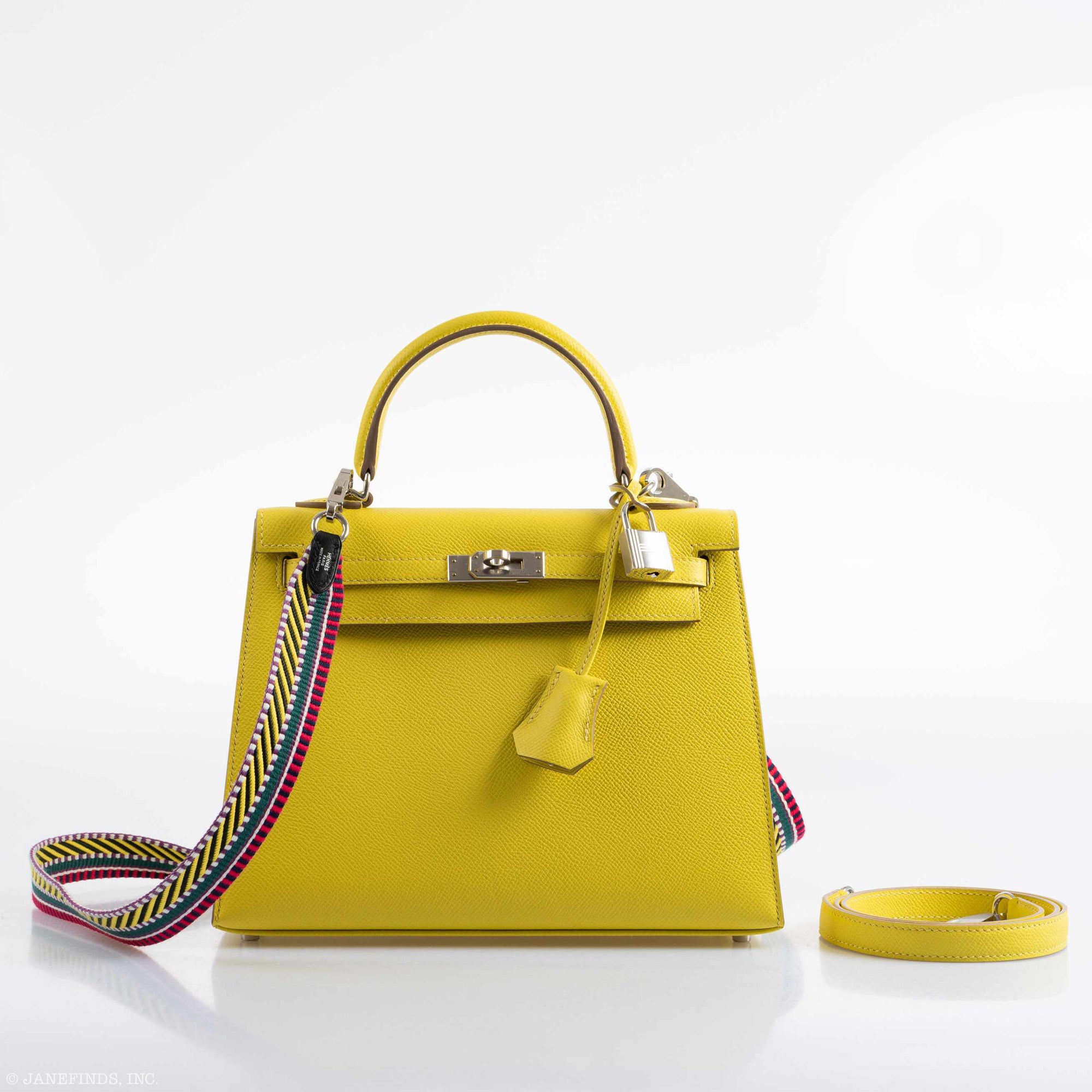 Hermès Kelly 25 Sellier Lime Epsom Palladium Hardware
