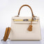 Hermès Kelly 25 Sellier Limited Edition Tri-Color Nata, Jaune Poussin and Sesame Epsom Palladium Hardware