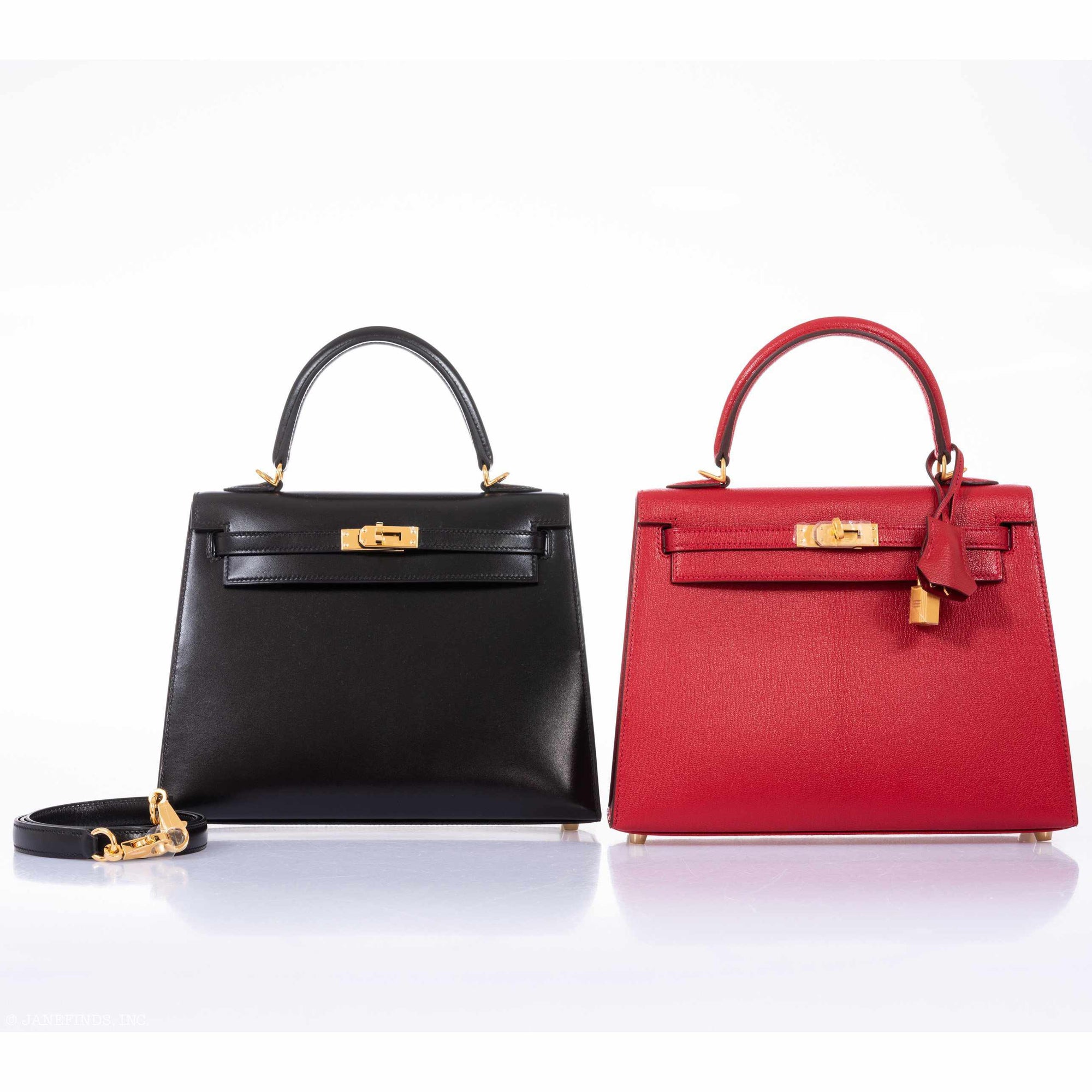Hermès Kelly 25 Sellier Noir Box Calf Gold Hardware