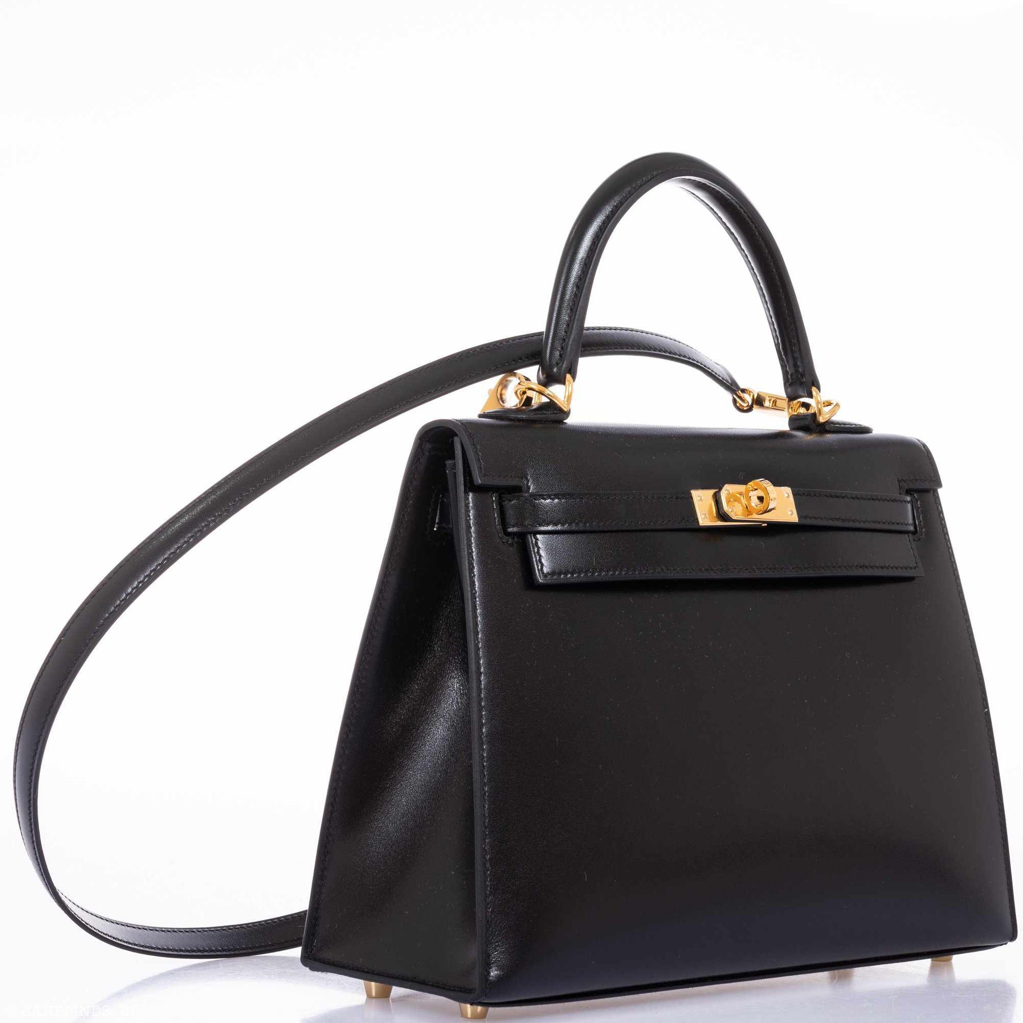 Hermès Kelly 25 Sellier Noir Box Calf Gold Hardware