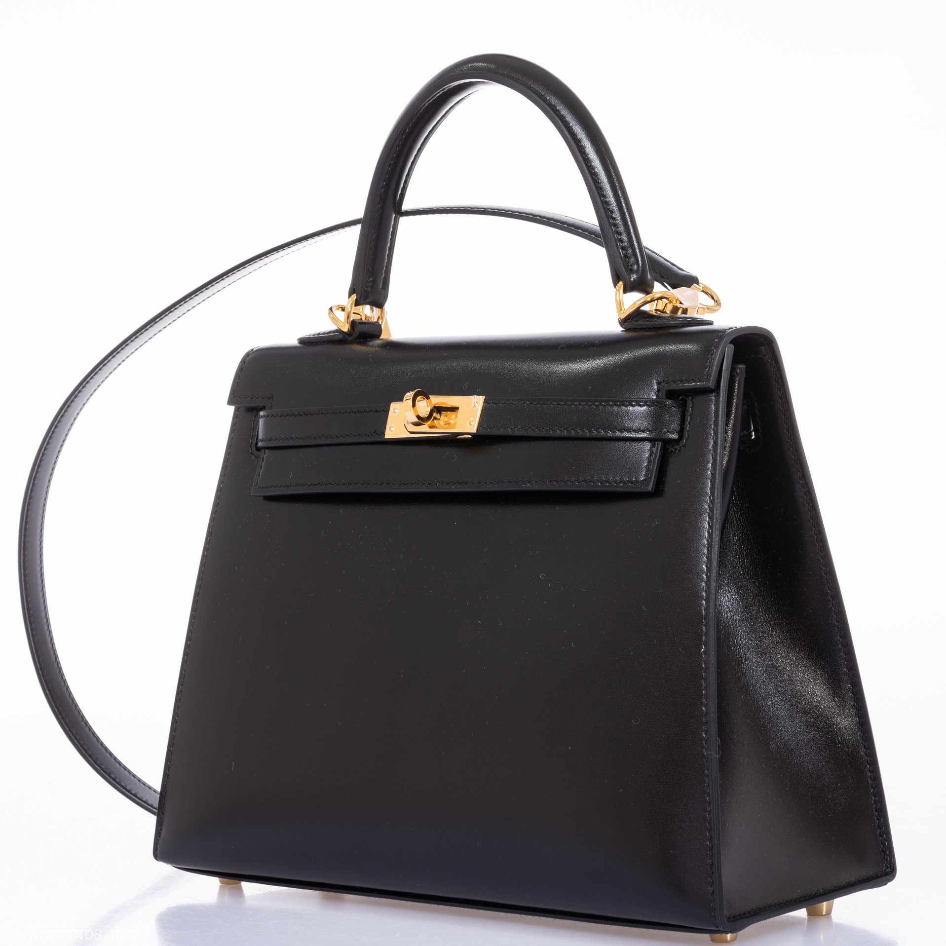 Hermès Kelly 25 Sellier Noir Box Calf Gold Hardware