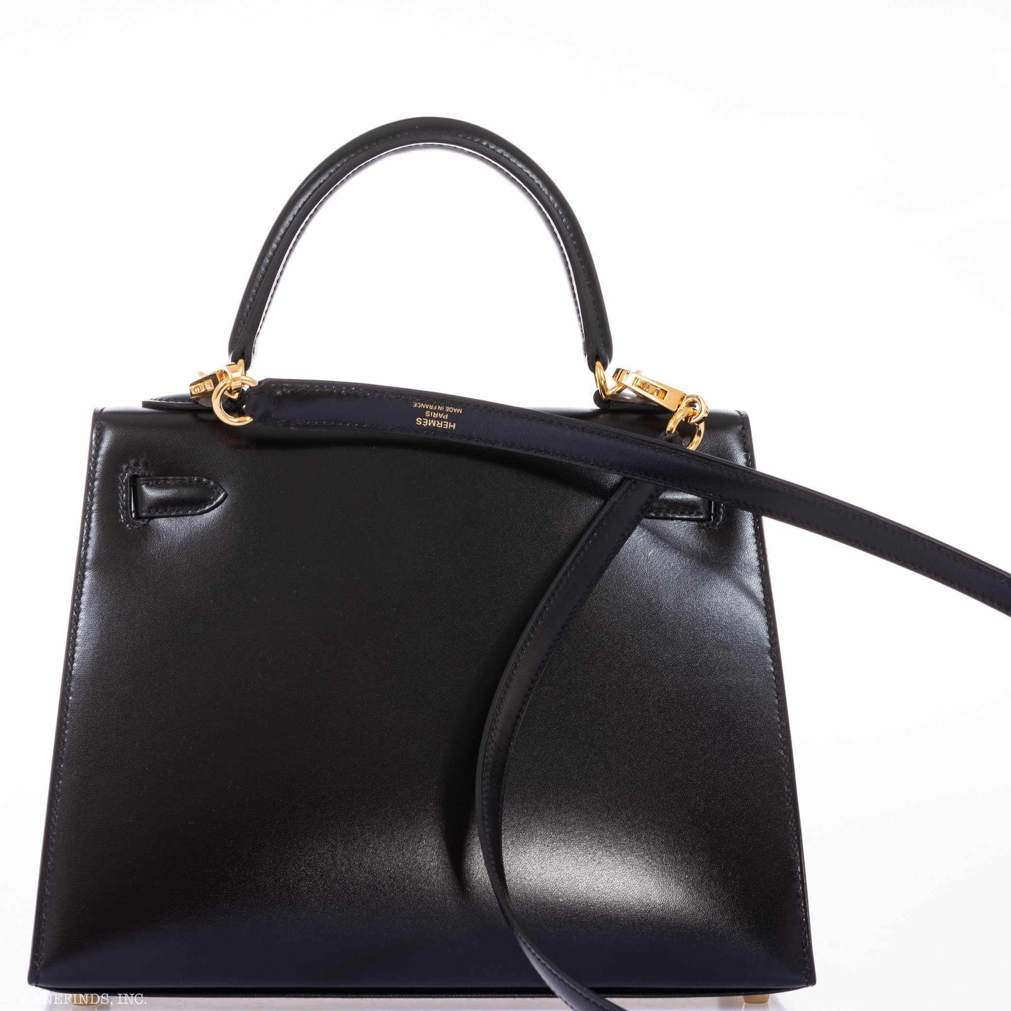 Hermès Kelly 25 Sellier Noir Box Calf Gold Hardware