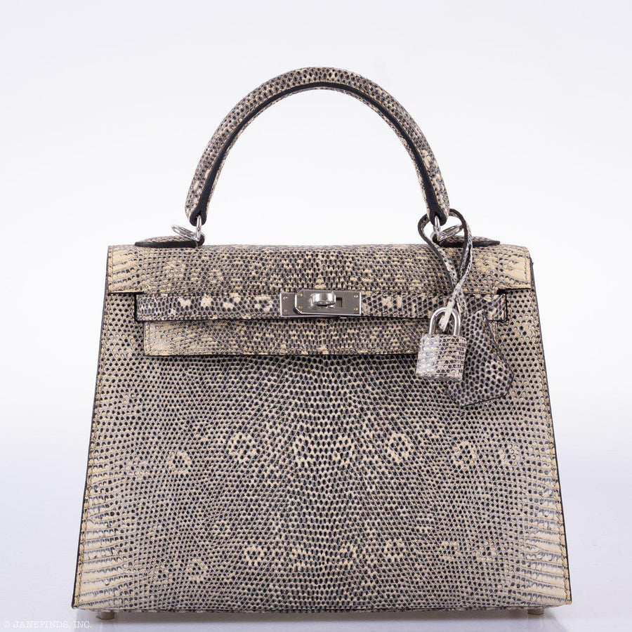 Hermès Kelly 25 Sellier Ombre Lizard Palladium Hardware