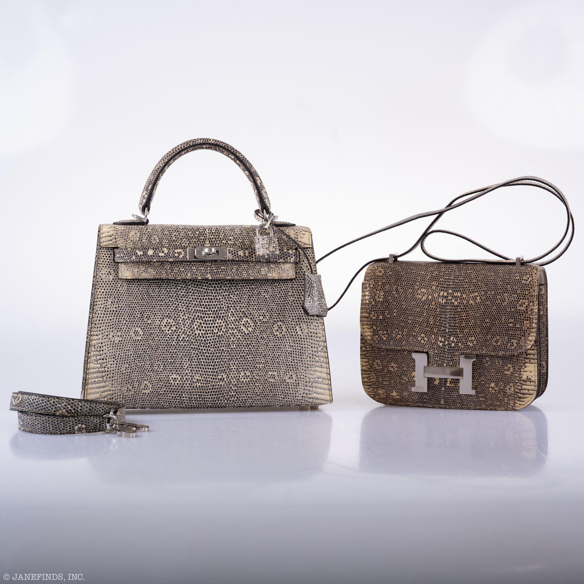 Hermès Kelly 25 Sellier Ombre Lizard Palladium Hardware