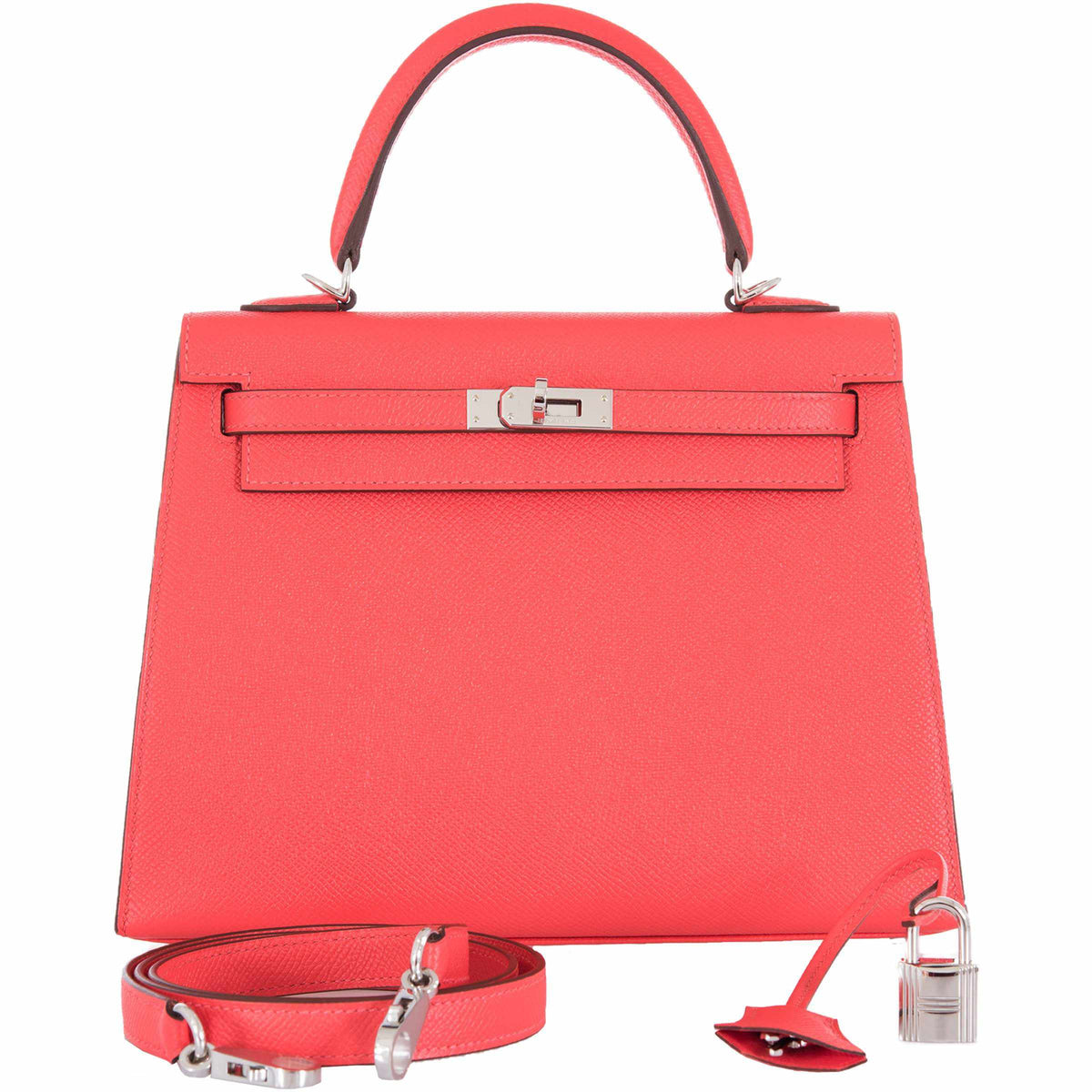 Hermès Kelly 25 Sellier Rose Jaipur Epsom Palladium Hardware 