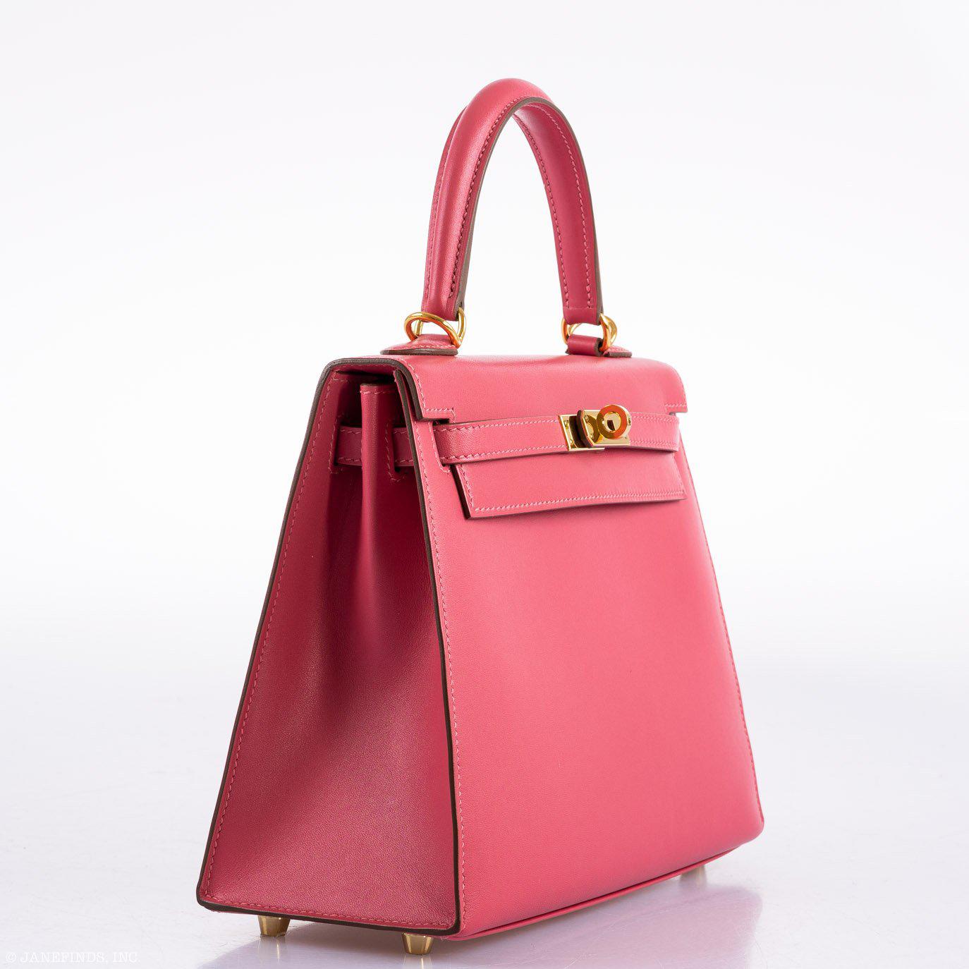 Hermès Kelly 25 Sellier Rose Lipstick Tadelakt leather Gold Hardware