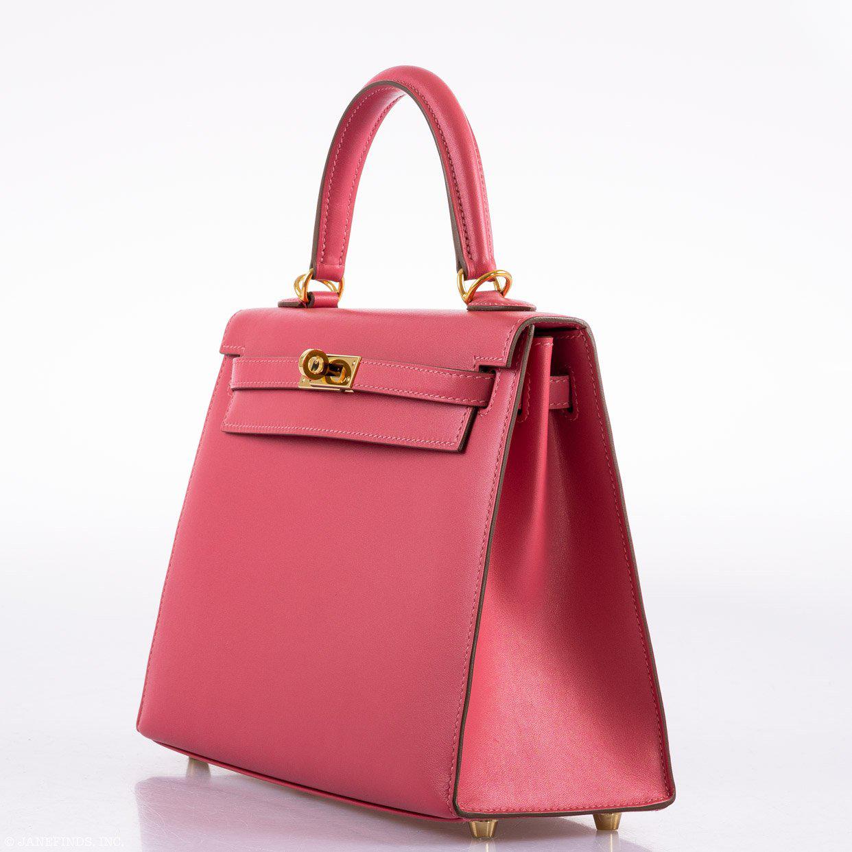 Hermès Kelly 25 Sellier Rose Lipstick Tadelakt leather Gold Hardware