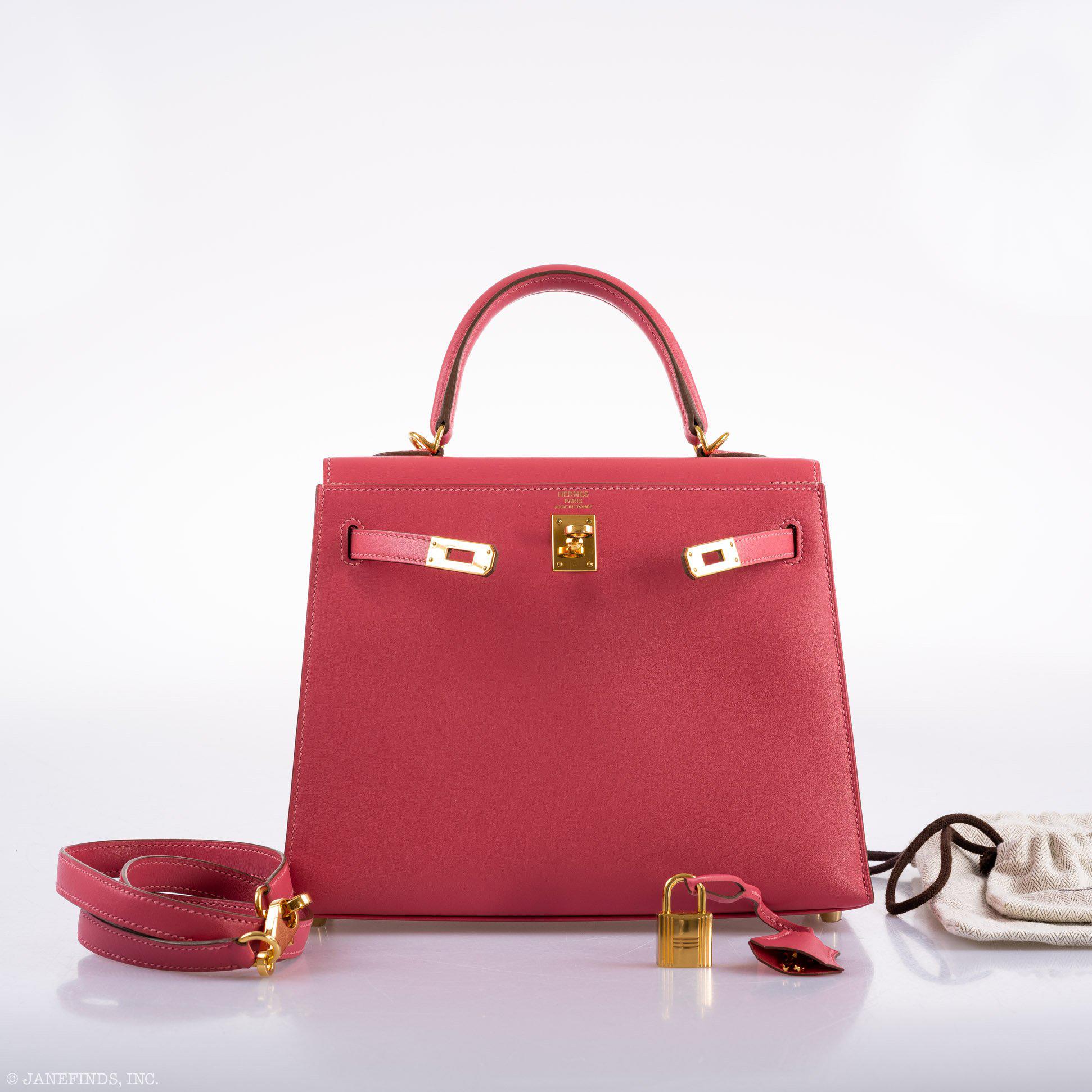 Hermès Kelly 25 Sellier Rose Lipstick Tadelakt leather Gold Hardware