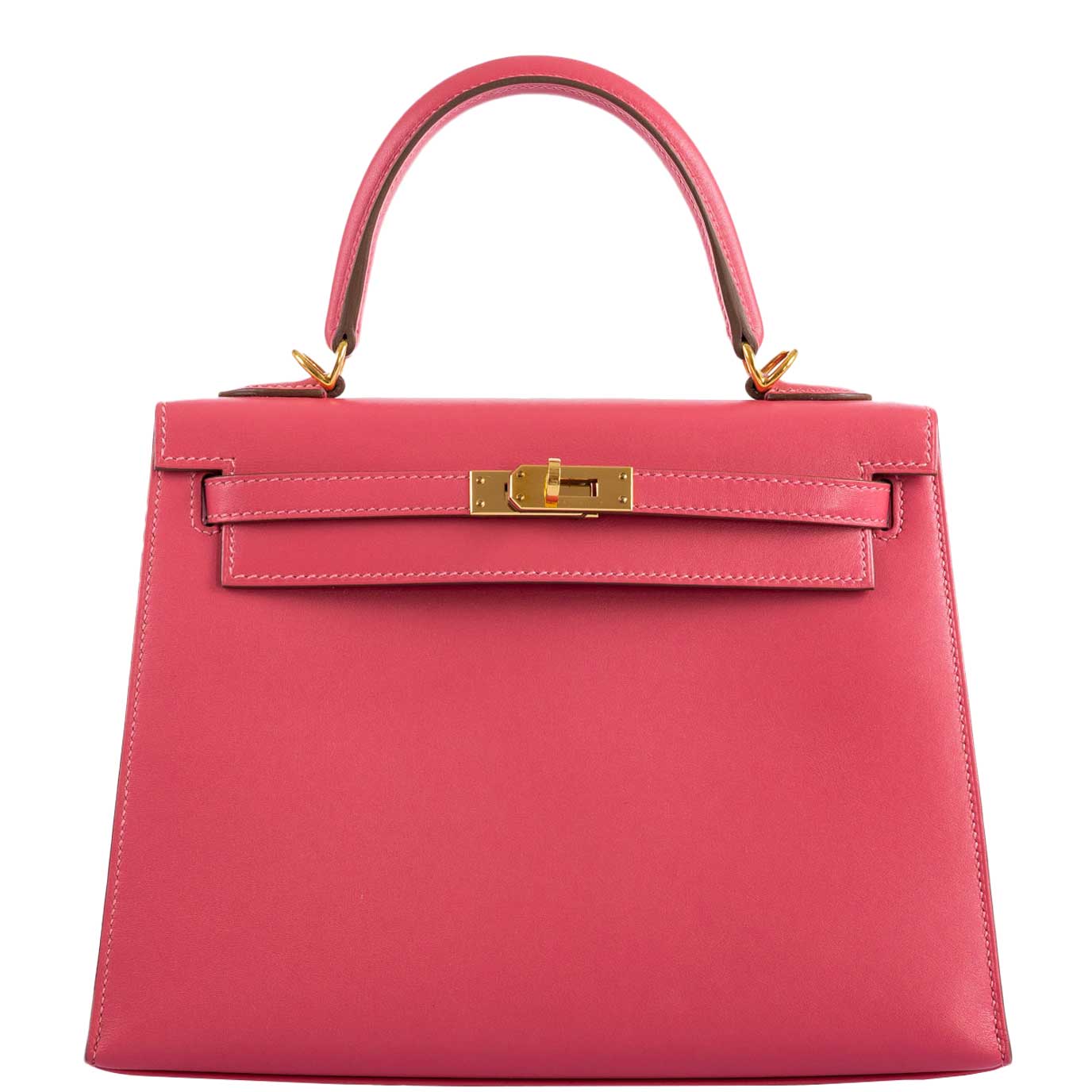 Hermès Kelly 25 Sellier Rose Lipstick Tadelakt leather Gold Hardware