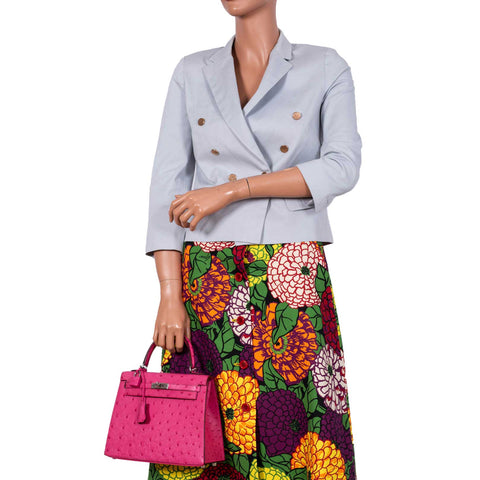 Hermès Kelly 25 Sellier Rose Tyrien Ostrich with Palladium Hardware - 2019, D