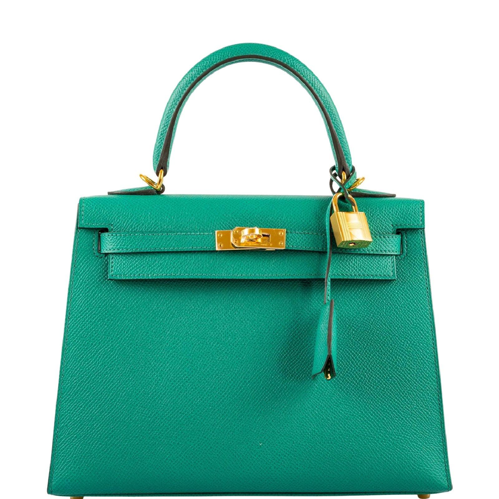 Hermès Kelly 25 Sellier Vert Jade Epsom with Gold Hardware