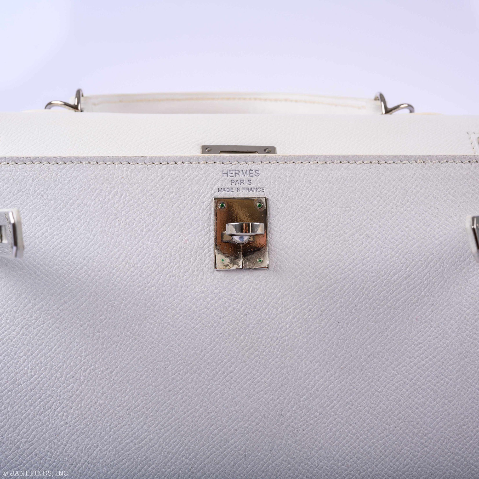 Hermès Kelly 25 Sellier White Epsom Palladium Hardware