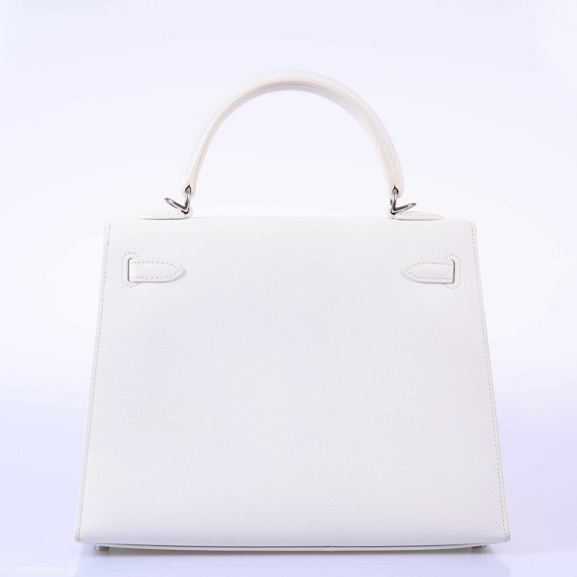 Hermès Kelly 25 Sellier White Epsom Palladium Hardware