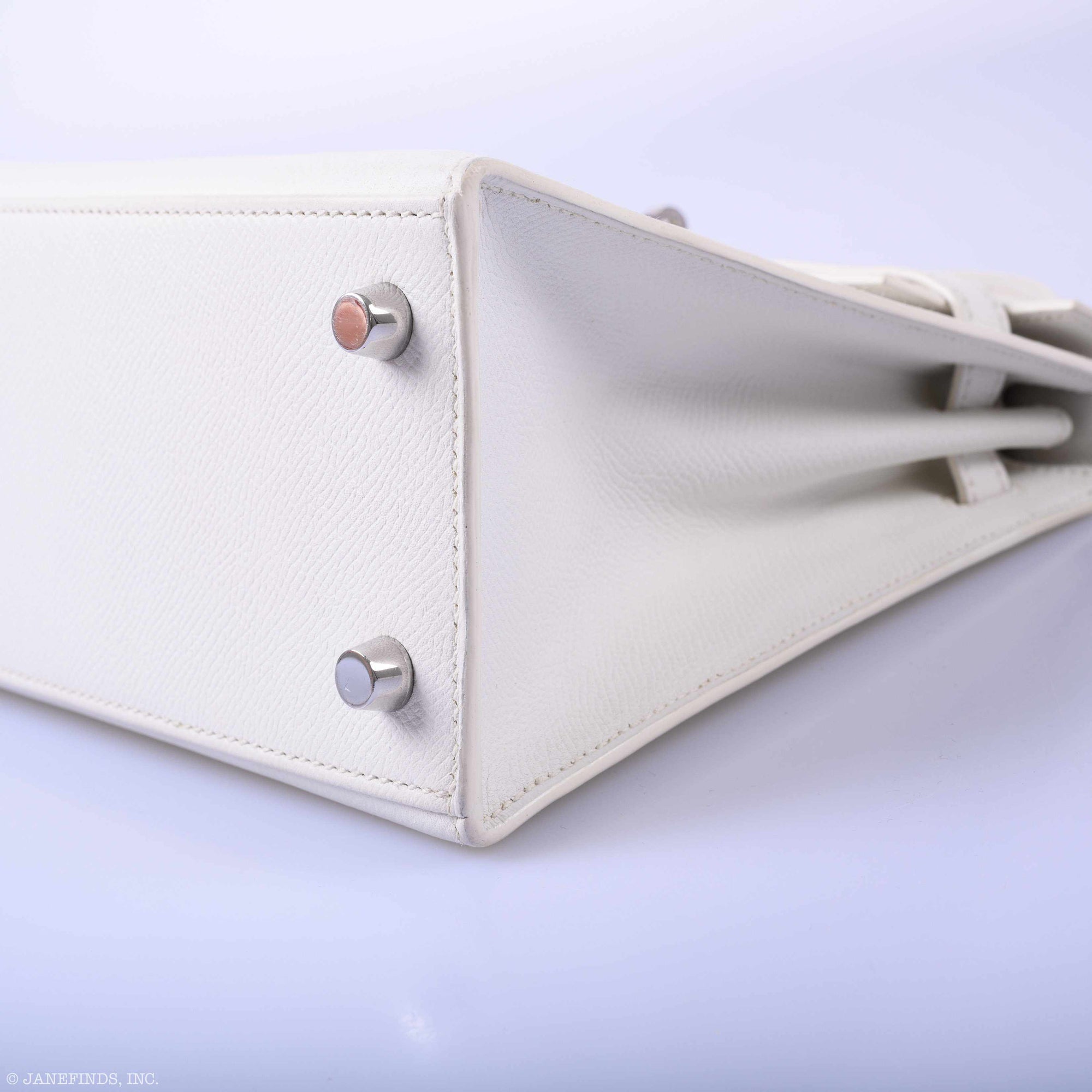 Hermès Kelly 25 Sellier White Epsom Palladium Hardware