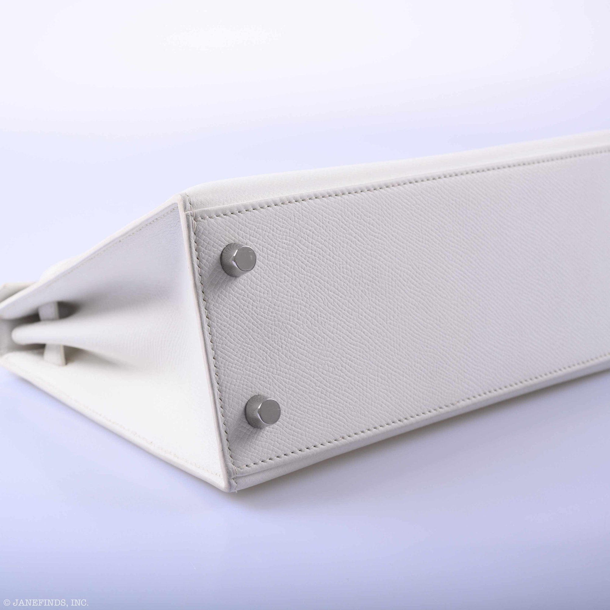 Hermès Kelly 25 Sellier White Epsom Palladium Hardware