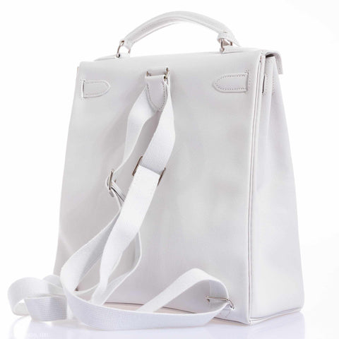 Hermès Kelly 27 Ado Backpack White Graine Palladium Hardware