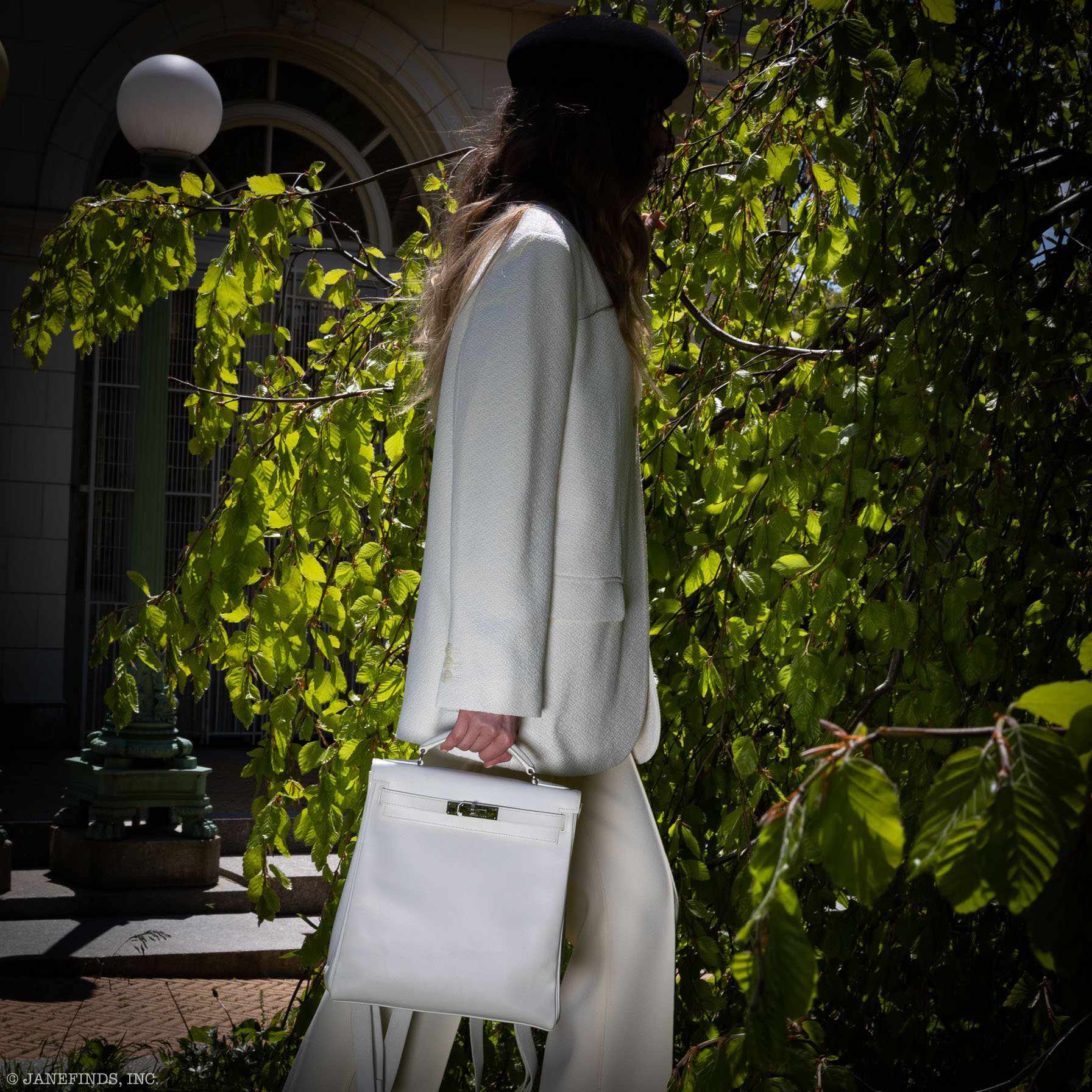 Hermès Kelly 27 Ado Backpack White Graine Palladium Hardware