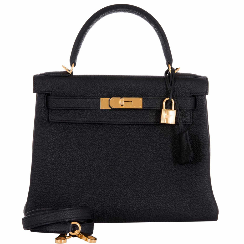 Hermes Kelly Mini Bag Togo Leather Gold Hardware In Black