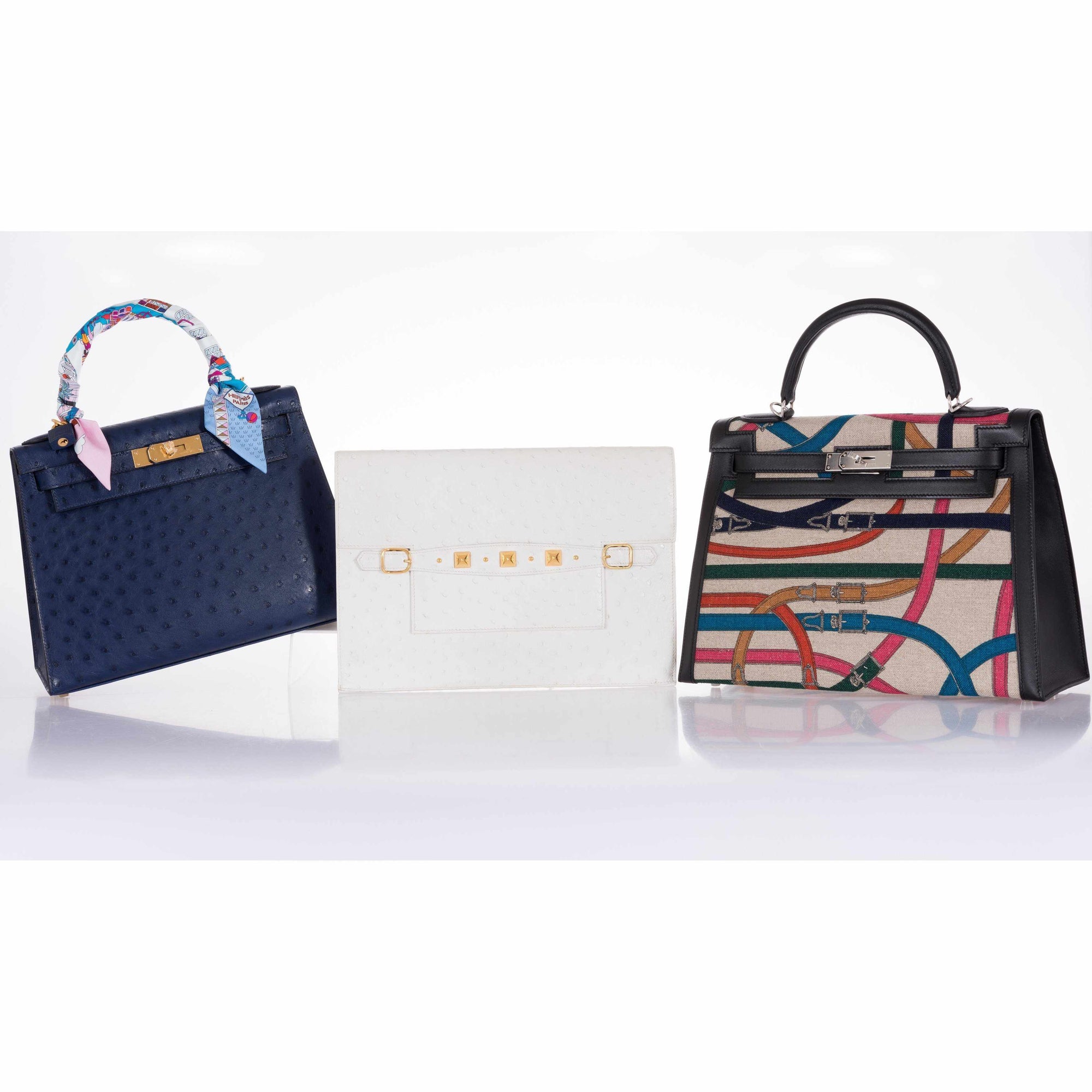 Hermès Kelly 28 Blue Iris Ostrich Gold Hardware