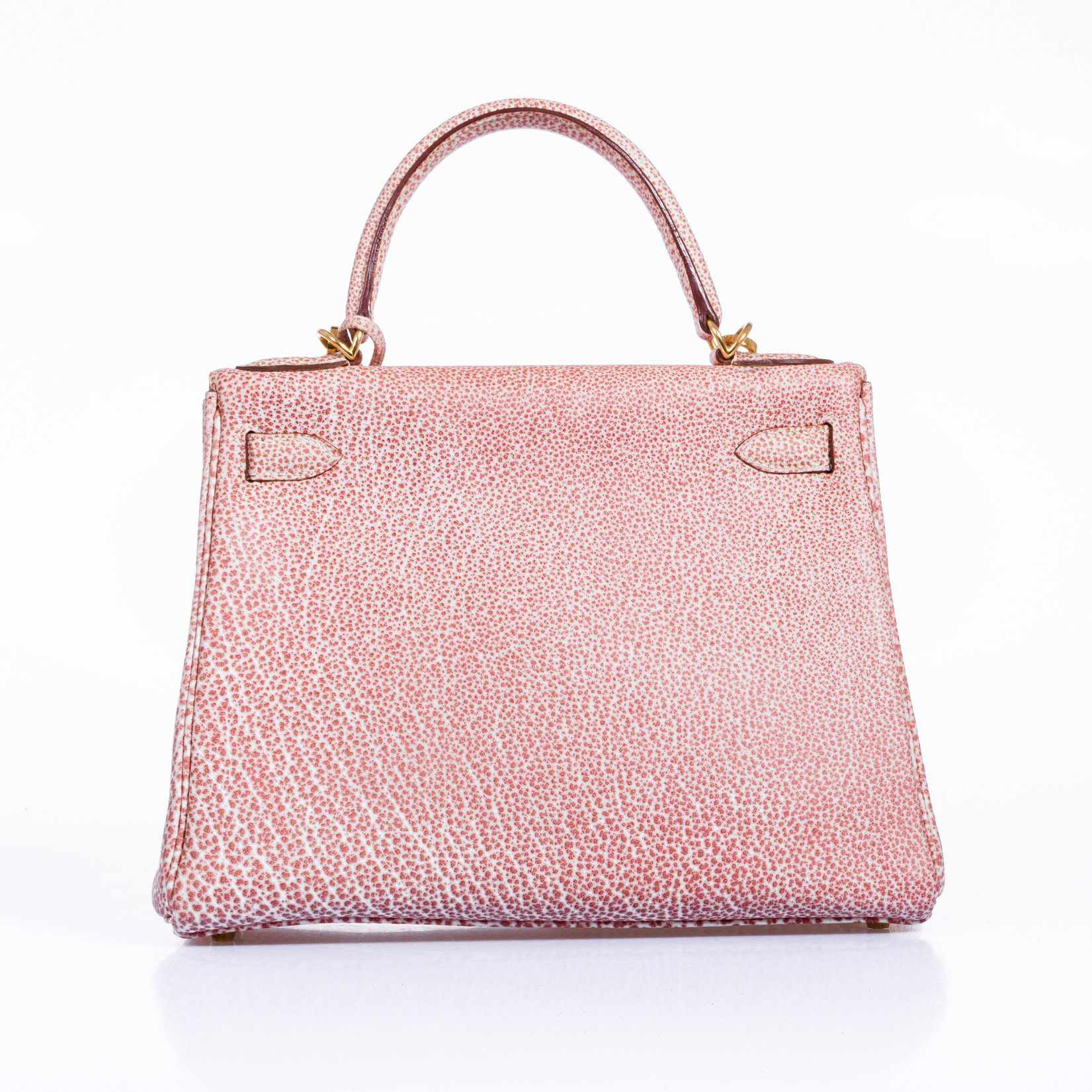 Hermès Kelly 28 Dalmatian Pink Buffalo Gold Hardware