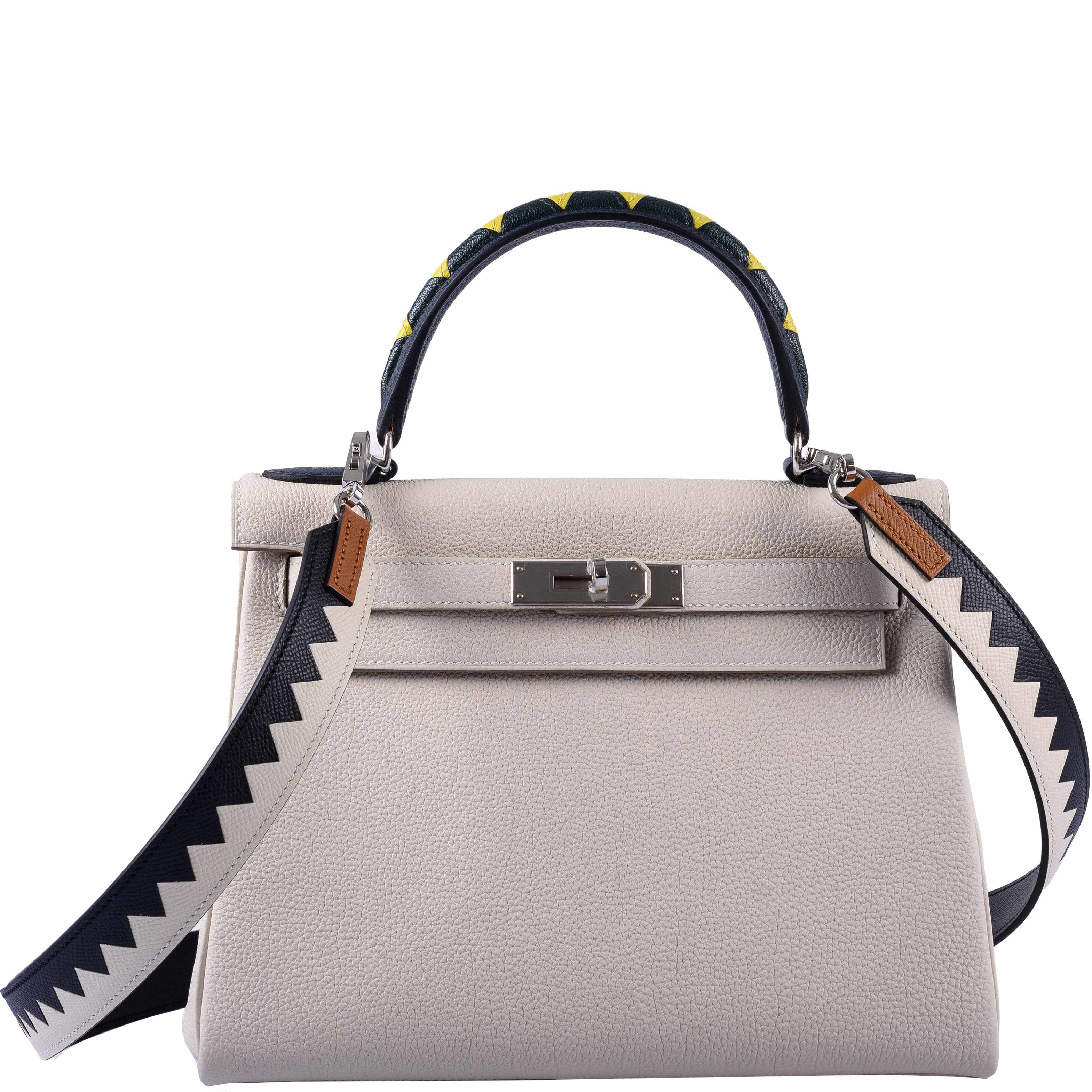 Hermès Kelly 28 HSS Retourne Au Galop Beton & Multicolor Togo Palladium Hardware - 2019