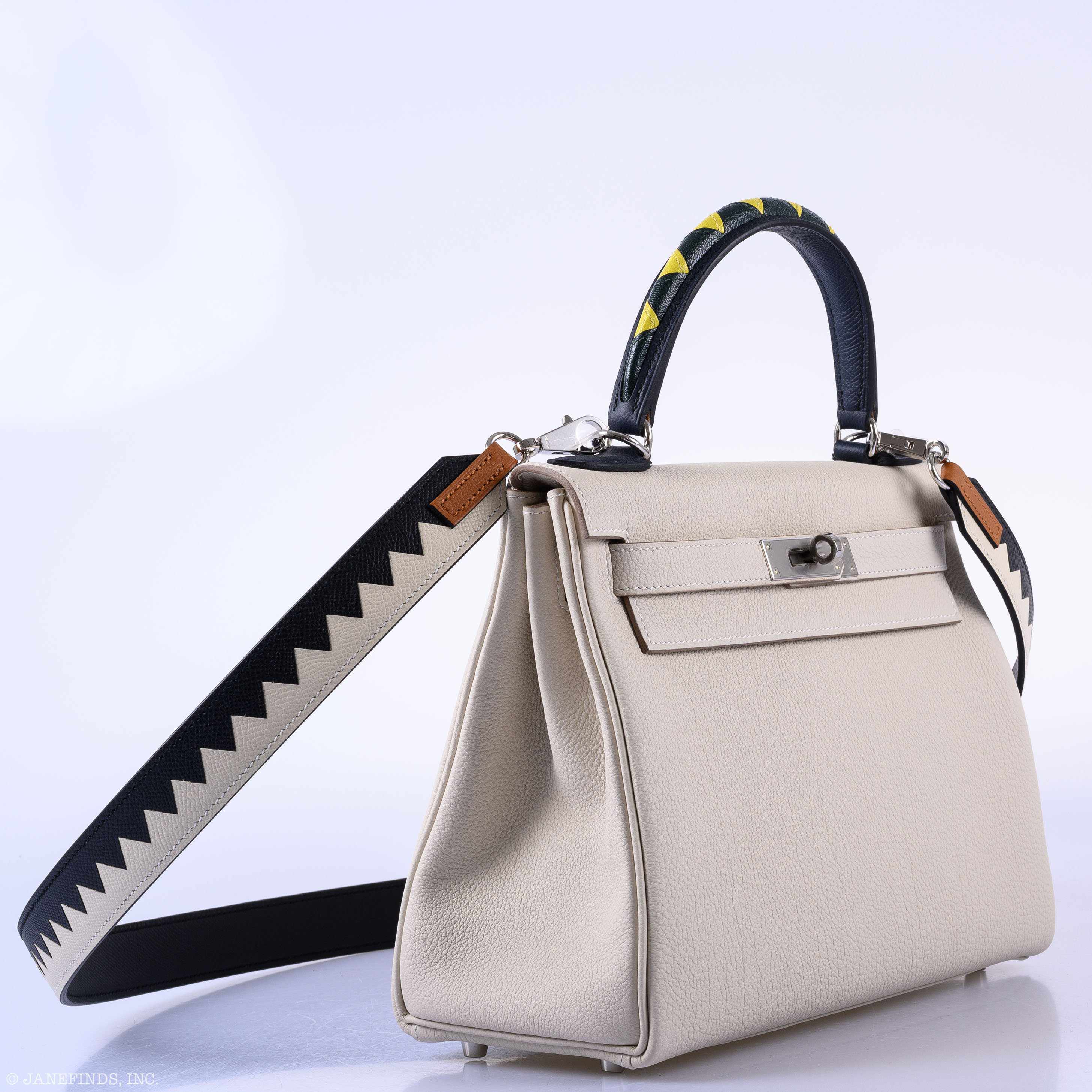 Hermès Kelly 28 HSS Retourne Au Galop Beton & Multicolor Togo Palladium Hardware - 2019