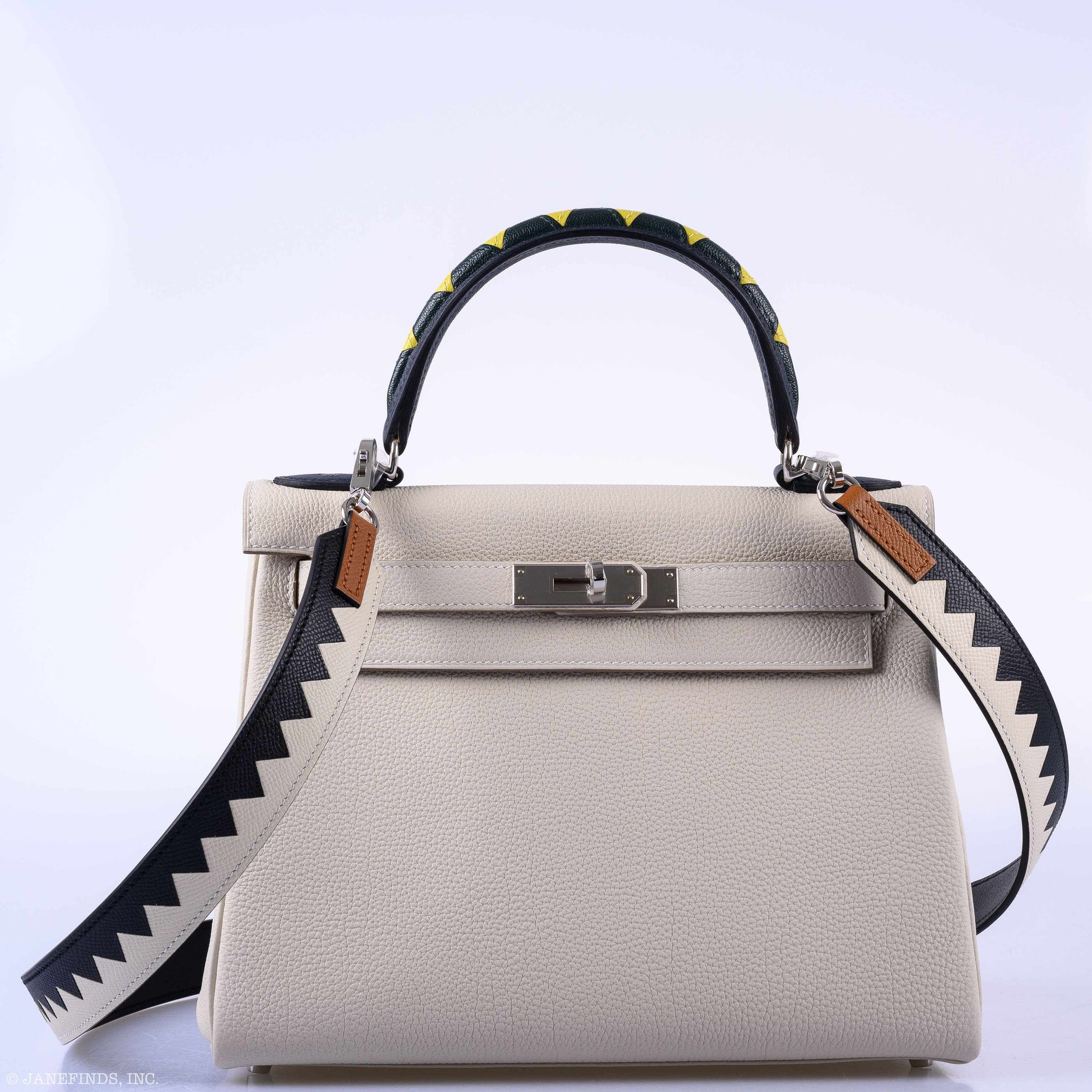 Hermès Kelly 28 HSS Retourne Au Galop Beton & Multicolor Togo Palladium Hardware - 2019