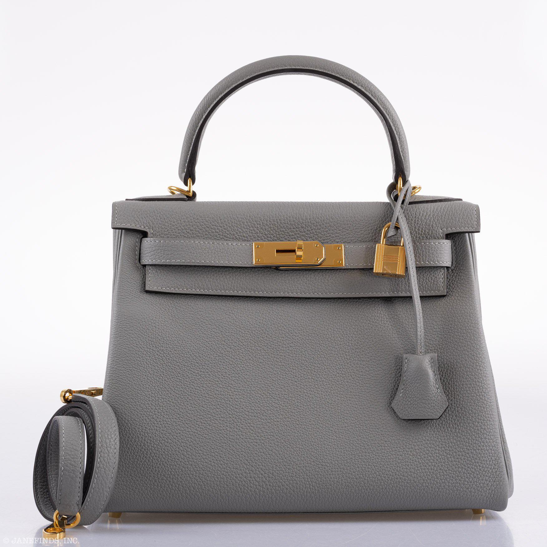 Hermès Kelly 28 HSS Retourne Gris Mouette Togo & Black Interior Gold Palladium Hardware - 2016, X