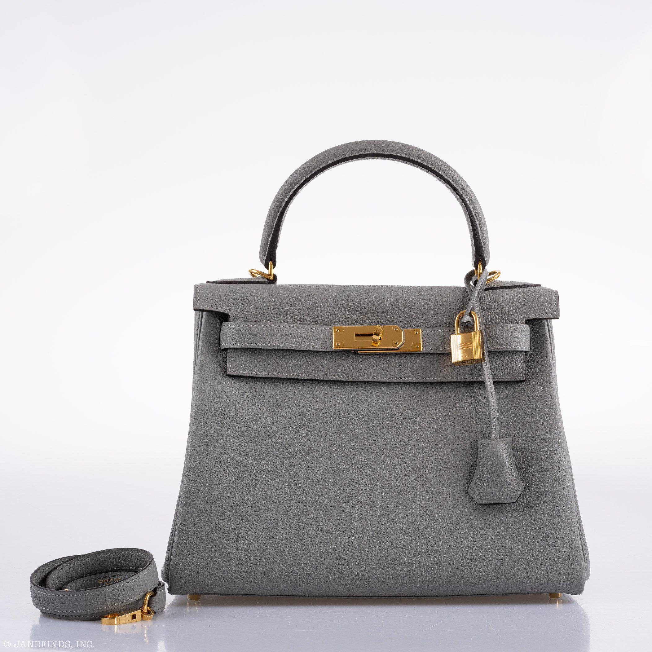 Hermès Kelly 28 HSS Retourne Gris Mouette Togo & Black Interior Gold Palladium Hardware - 2016, X