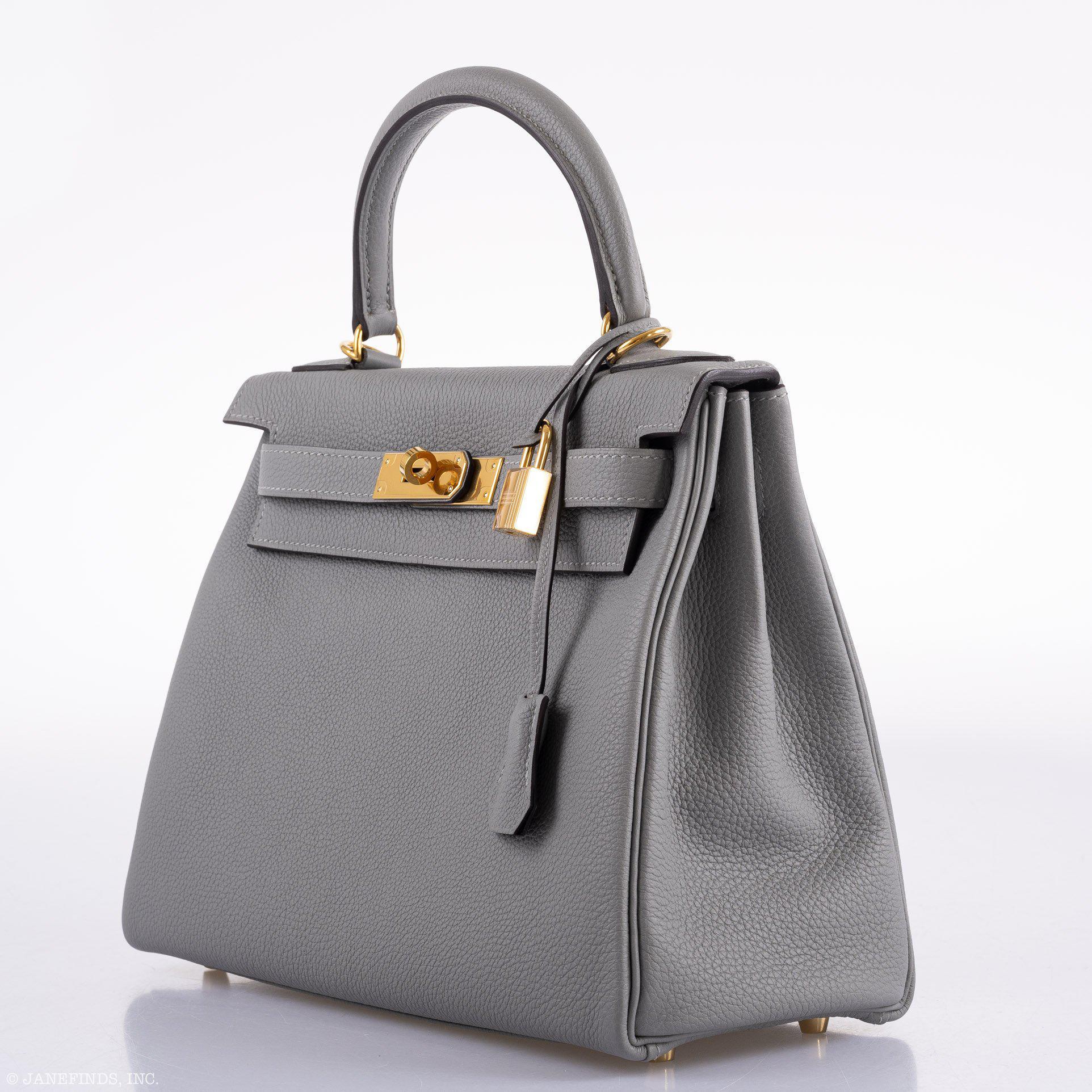 Hermès Kelly 28 HSS Retourne Gris Mouette Togo & Black Interior Gold Palladium Hardware - 2016, X