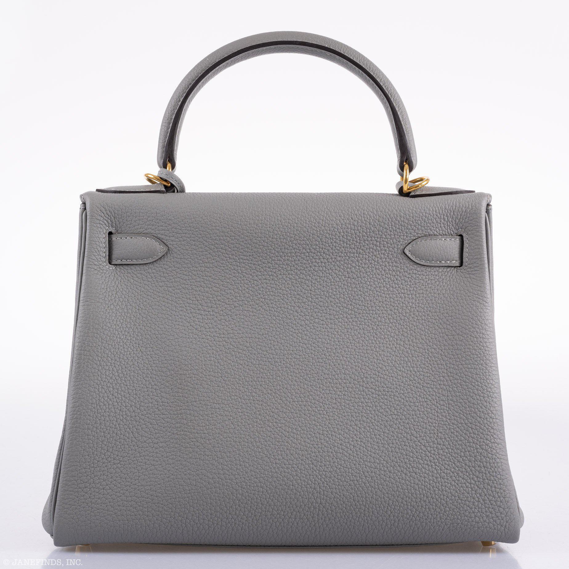 Hermès Kelly 28 HSS Retourne Gris Mouette Togo & Black Interior Gold Palladium Hardware - 2016, X