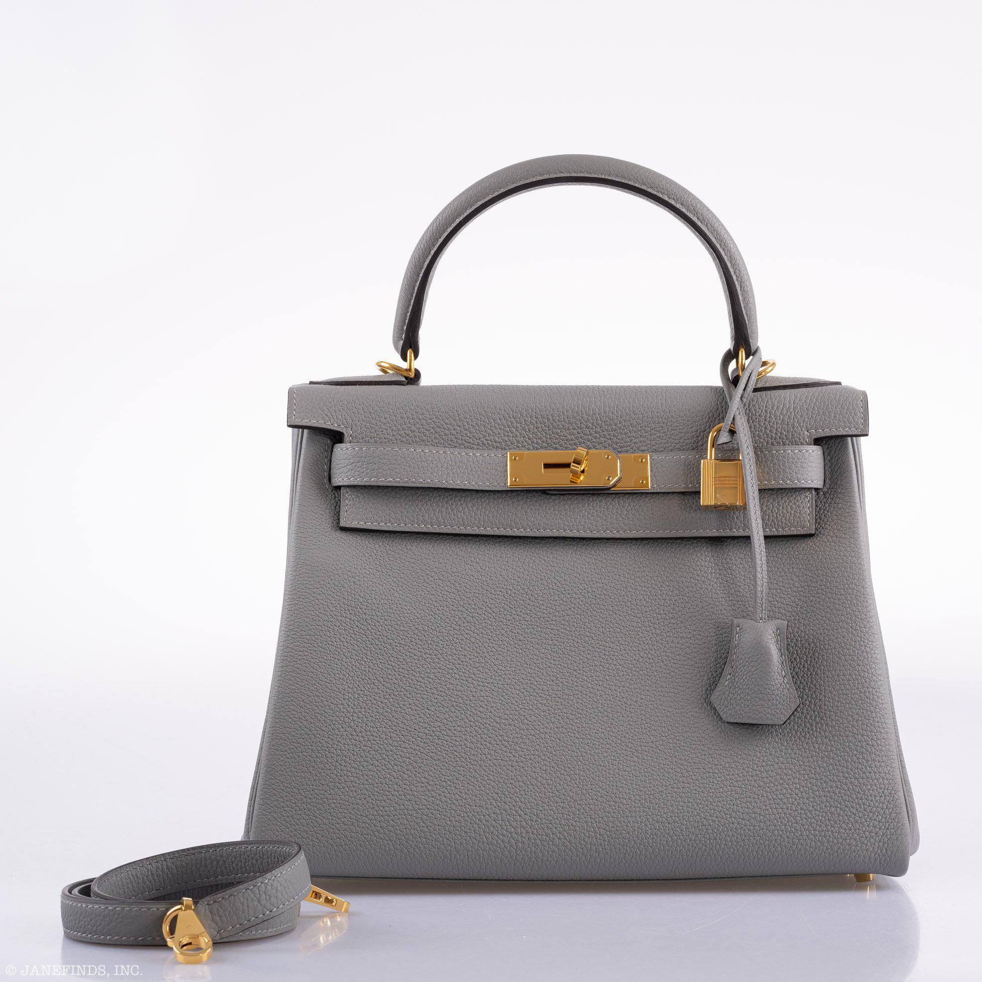 Hermès Kelly 28 HSS Retourne Gris Mouette Togo & Black Interior Gold Palladium Hardware - 2016, X