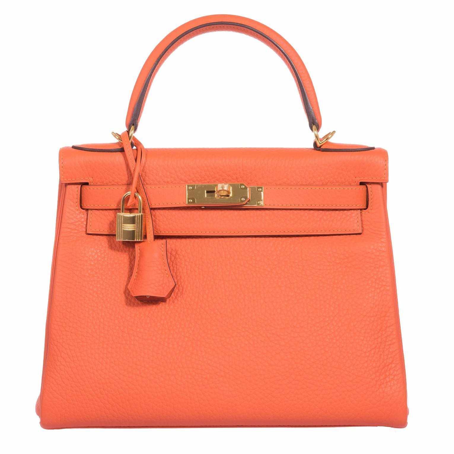 Hermès Kelly 28 Orange Togo Gold Hardware